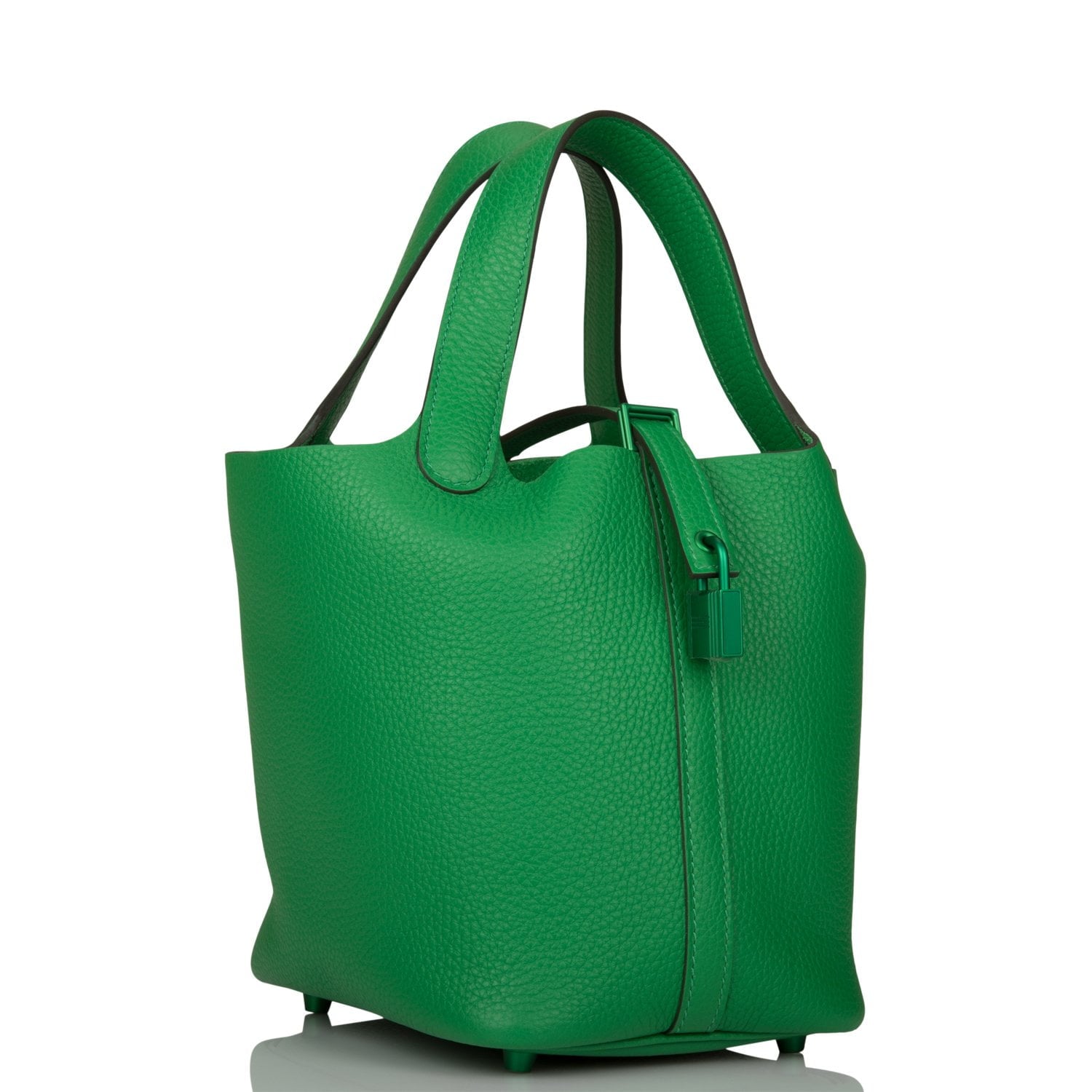 Hermes Monochrome Picotin Bambou Clemence Hardware Handbag Green Travel Bag Green Hardware