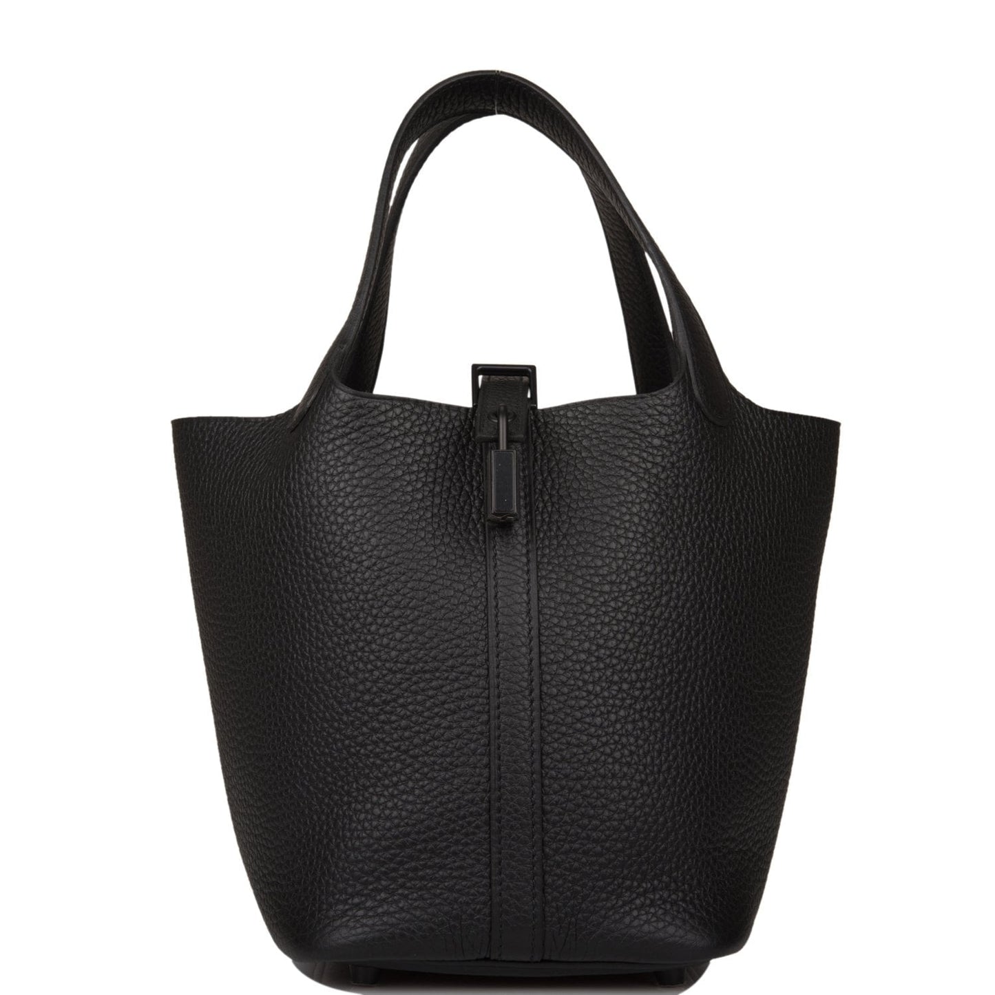 Hermes Monochrome Picotin Clemence Hardware Handbag Black Travel Bag Black Hardware
