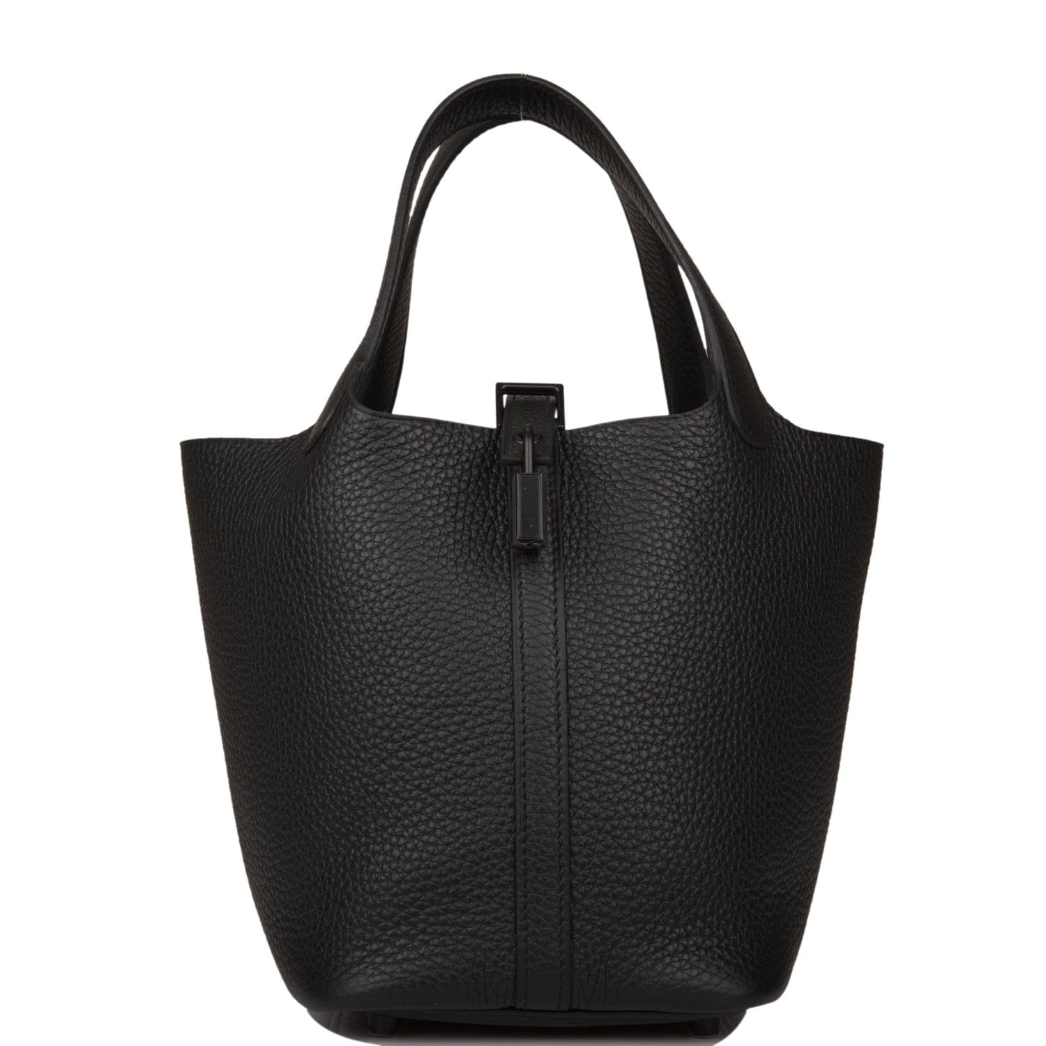 Hermes Monochrome Picotin Clemence Hardware Handbag Black Travel Bag Black Hardware
