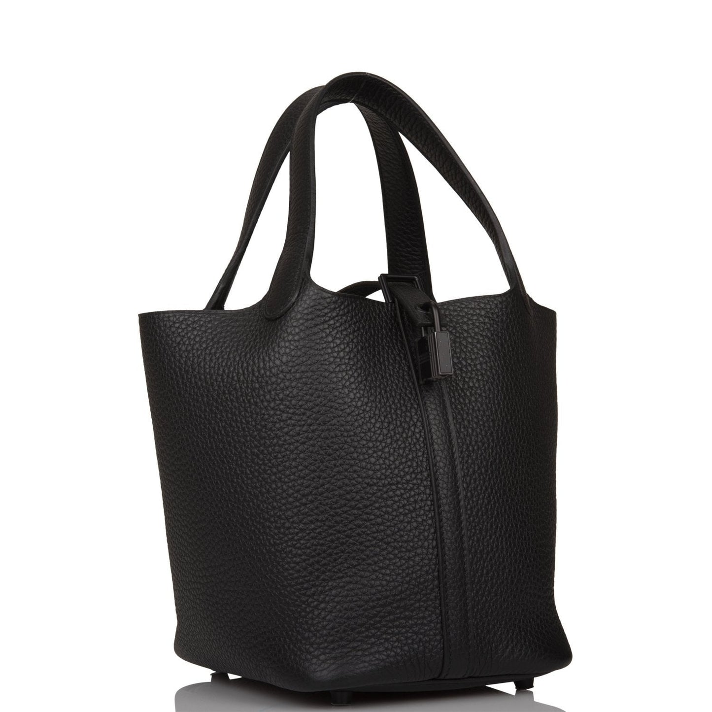 Hermes Monochrome Picotin Clemence Hardware Handbag Black Travel Bag Black Hardware