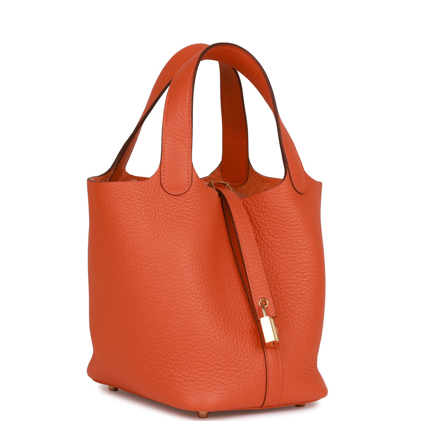 Hermes Picotin Lock Orange Clemence Hardware Handbag Gold Travel Bag