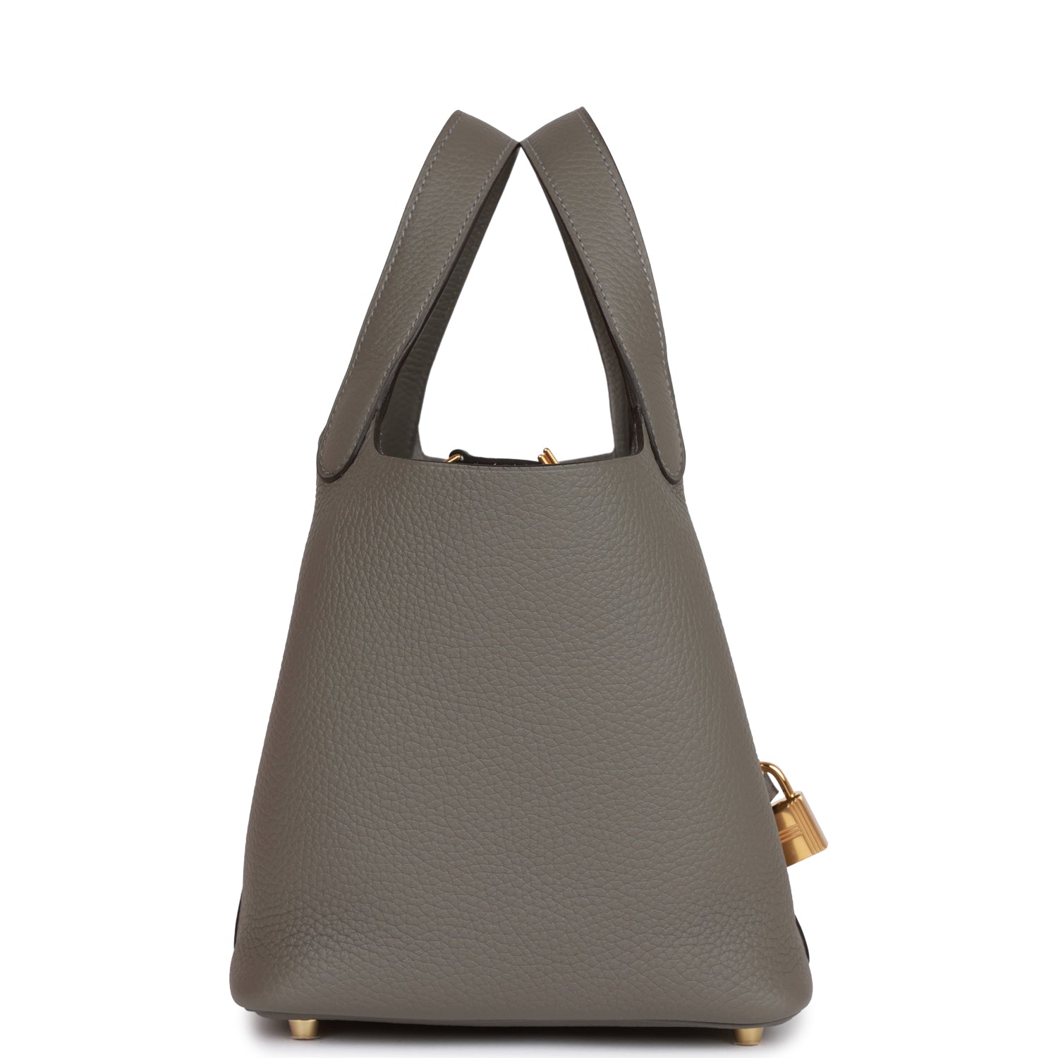 Hermes Picotin Lock Gris Meyer Clemence Hardware Handbag Gold Travel Bag