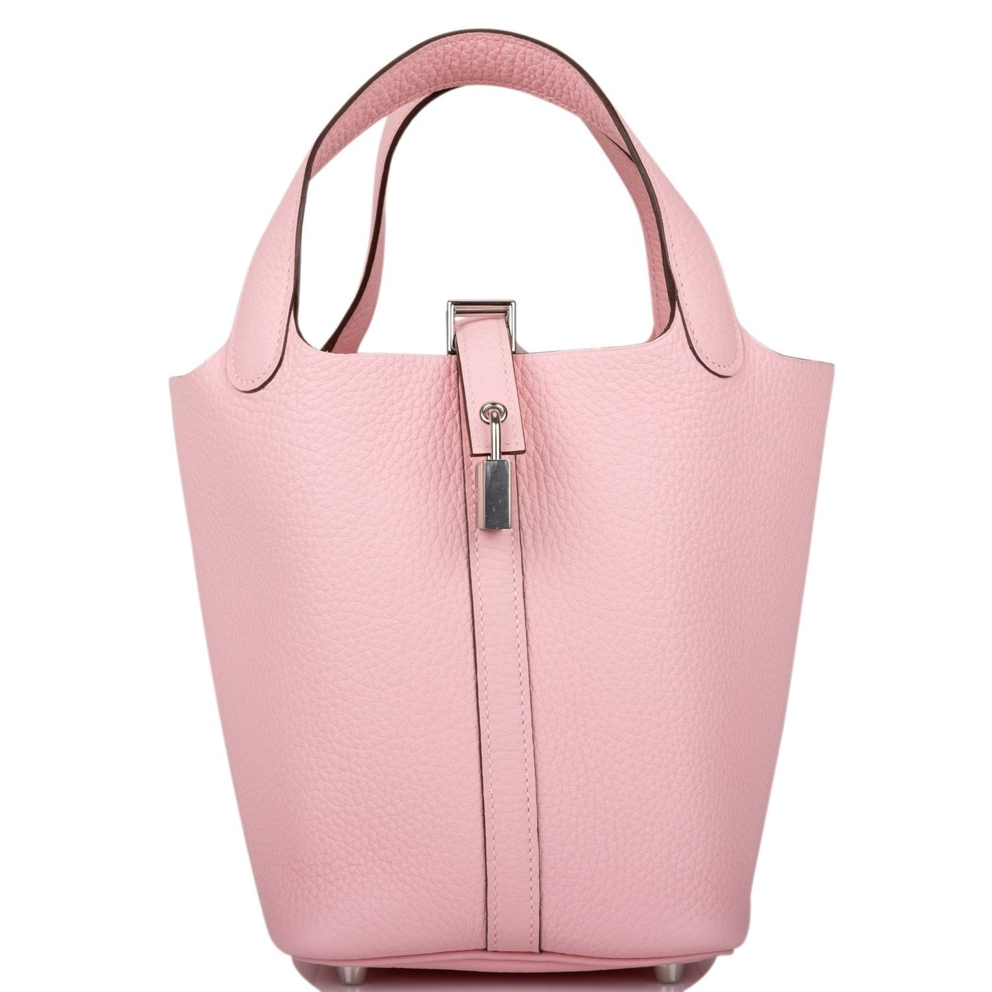 Hermes Picotin Lock Rose Sakura Clemence Palladium Hardware Travel Bag Palladium Hardware