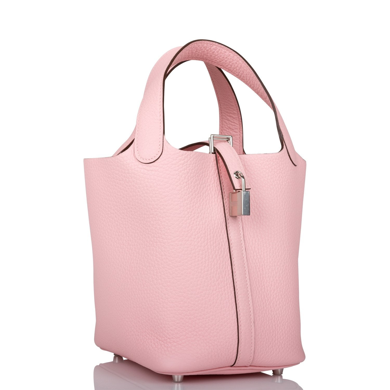 Hermes Picotin Lock Rose Sakura Clemence Palladium Hardware Travel Bag Palladium Hardware