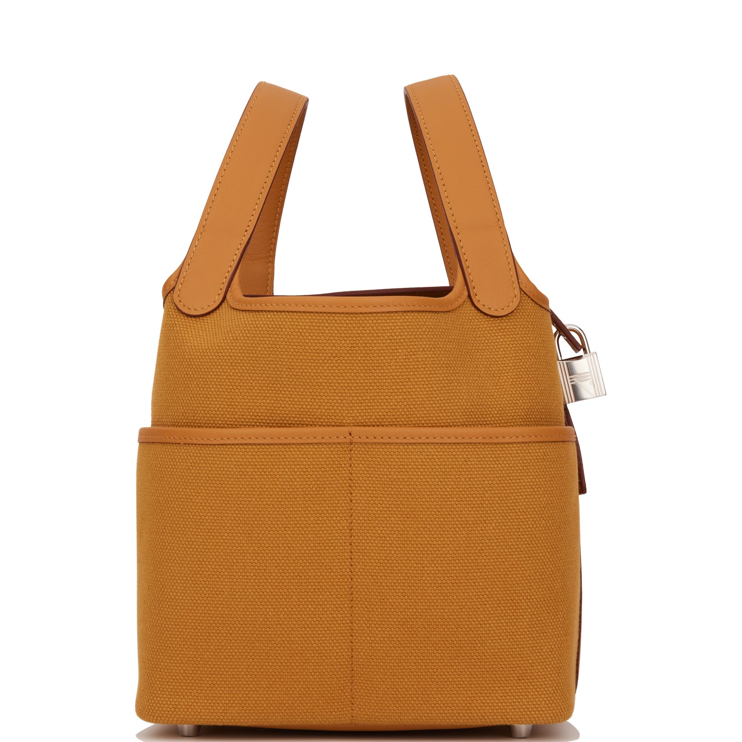 Hermes Picotin Cargo Desert Sesame Swift And Toile Canvas Travel Bag Palladium Hardware