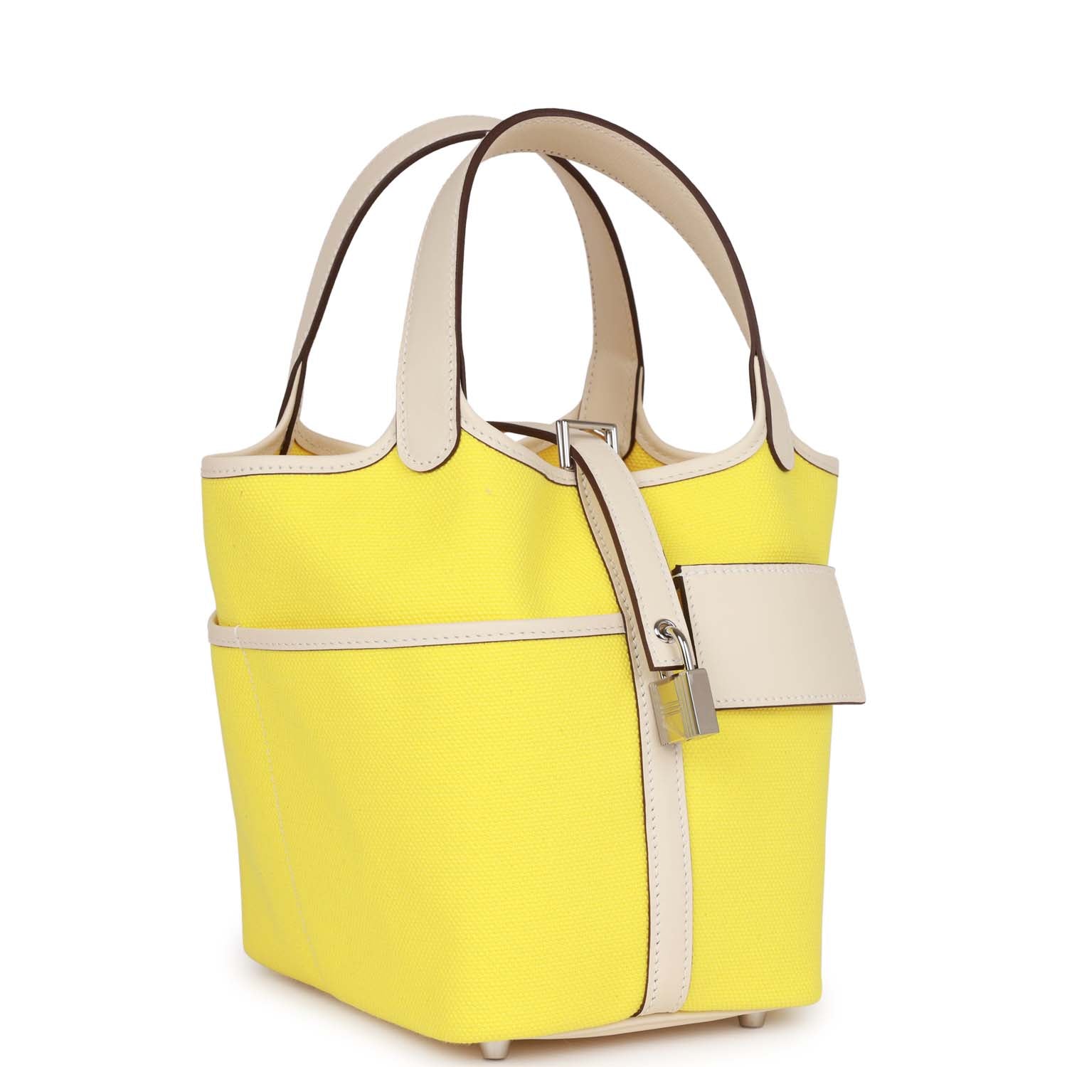 Hermes Picotin Cargo Jaune Citron And Nata Swift Canvas Travel Bag