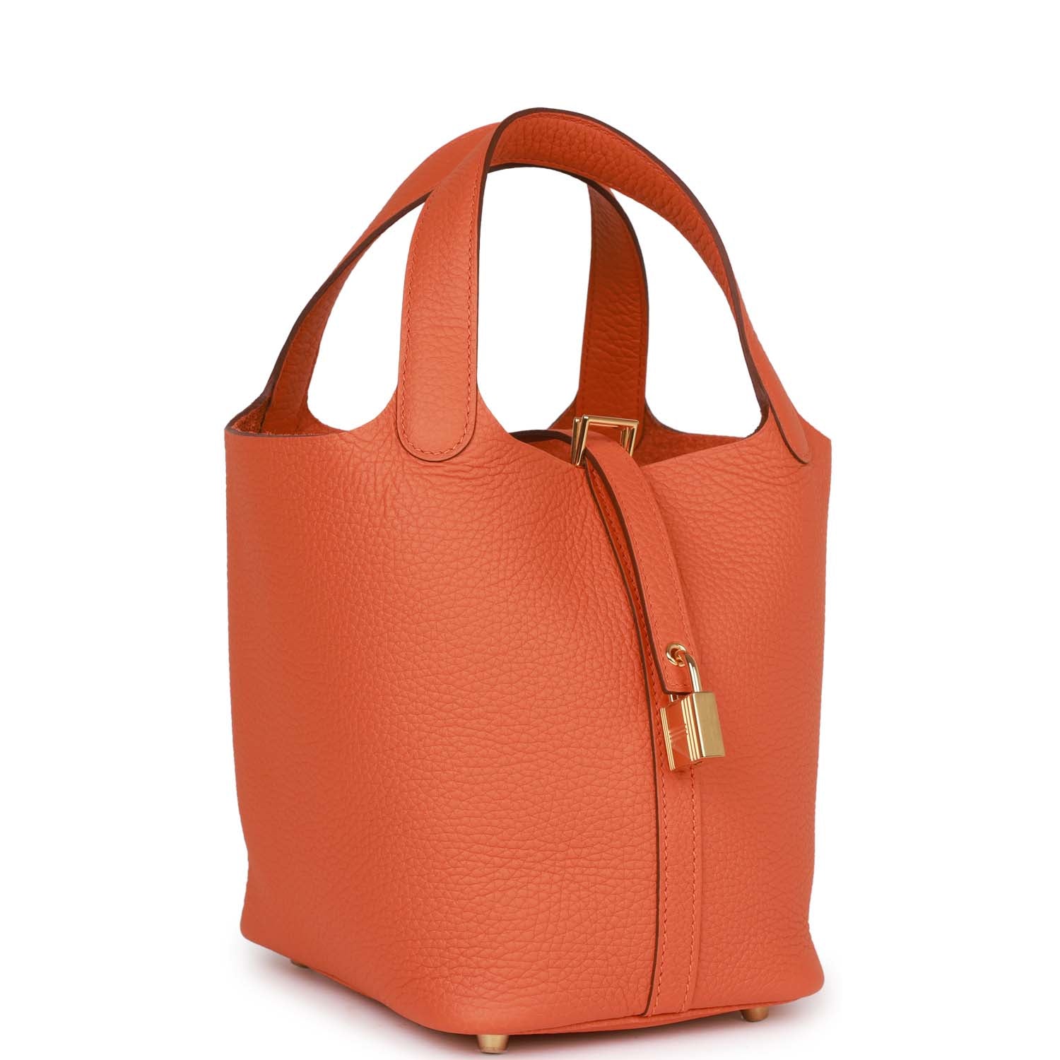 Hermes Picotin Lock Orange Clemence Hardware Handbag Gold Travel Bag Hardware 1