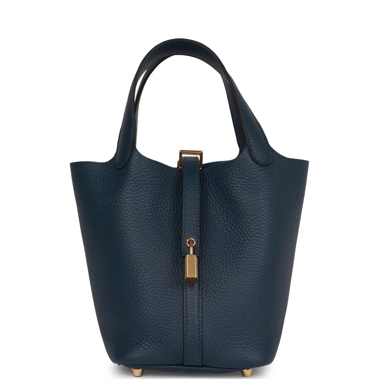 Hermes Picotin Lock Bleu De Prusse Hardware Handbag Gold Travel Bag