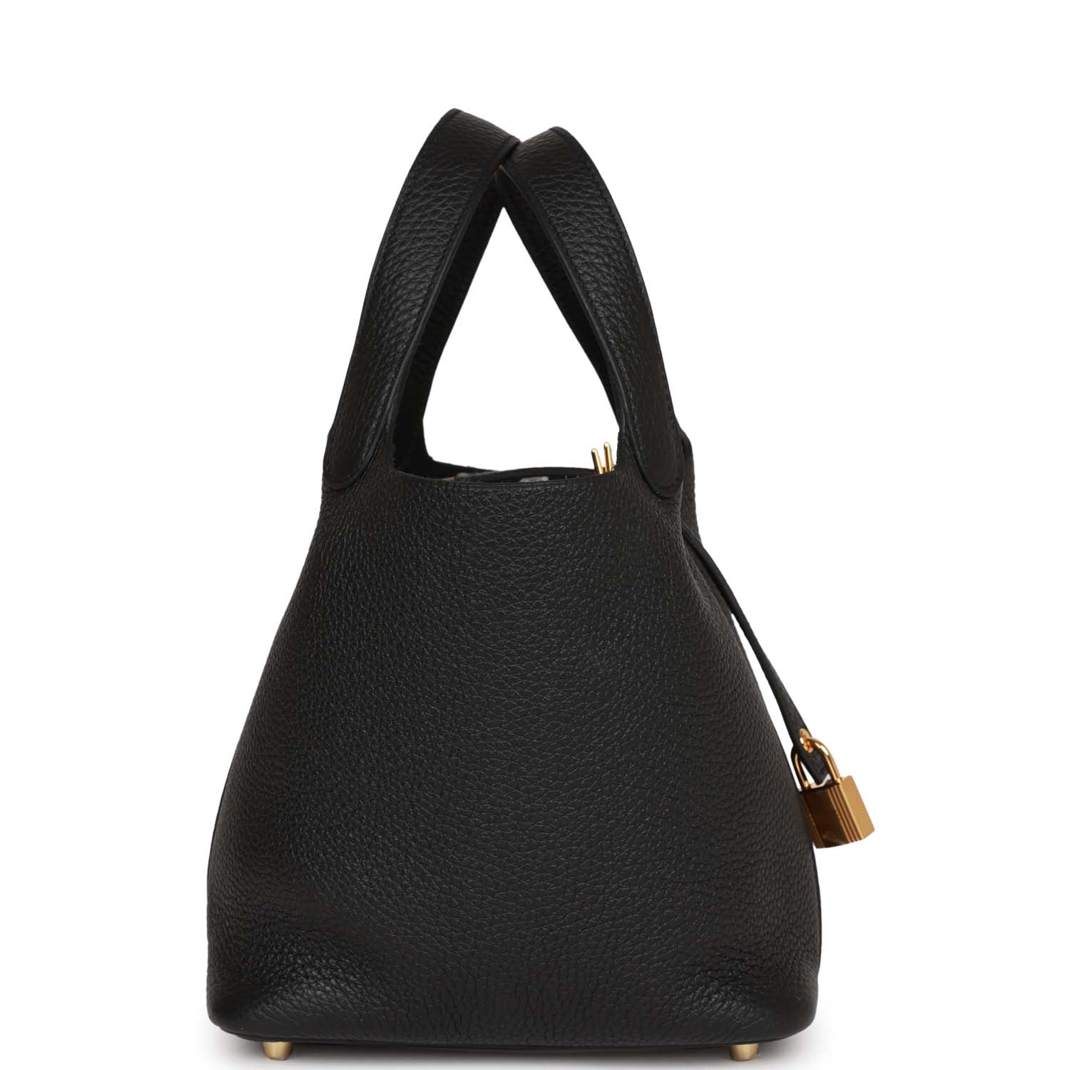 Hermes Picotin Lock Clemence Hardware Handbag Black Gold Travel Bag Hardware 5