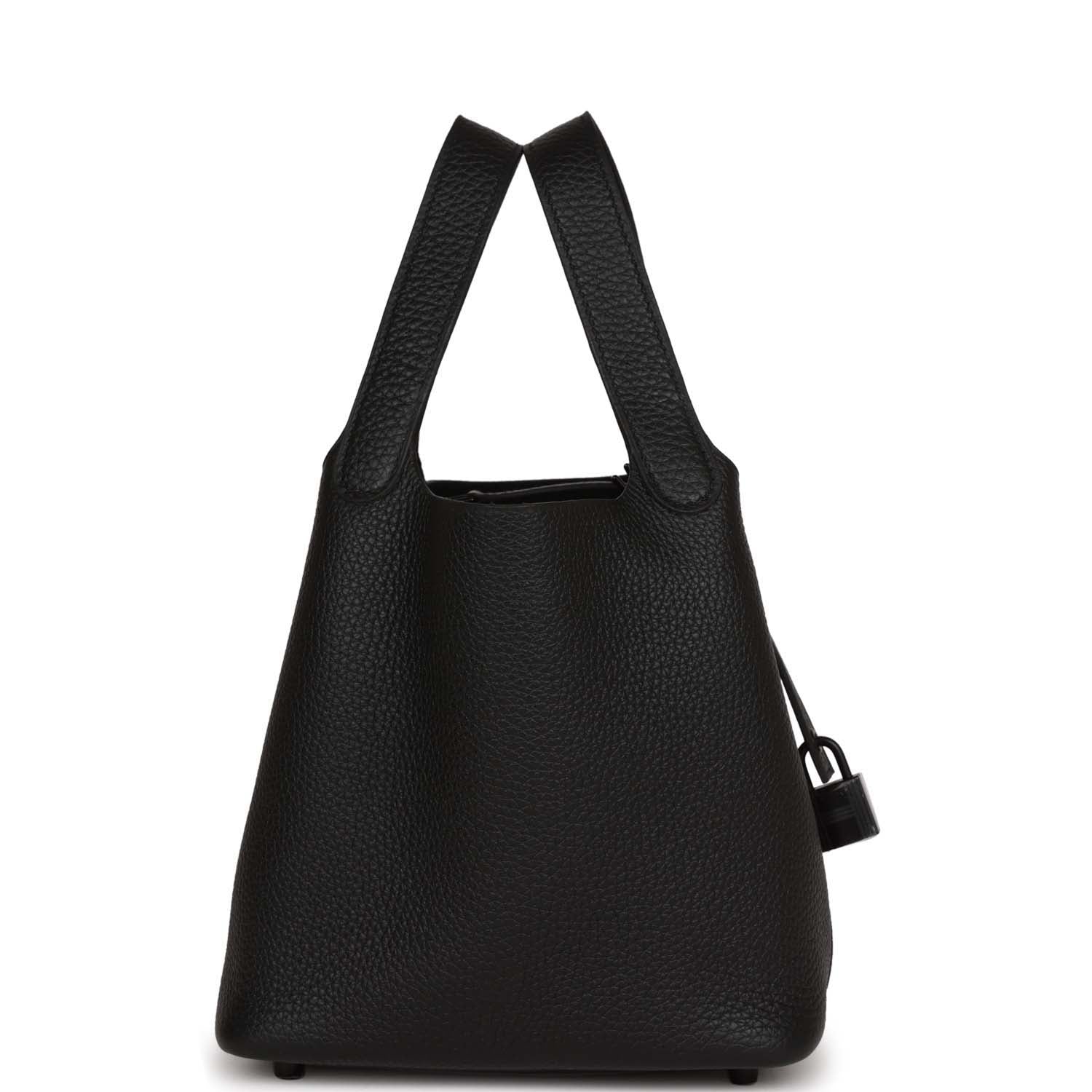 Hermes Picotin Monochrome Clemence Hardware Handbag Black Travel Bag