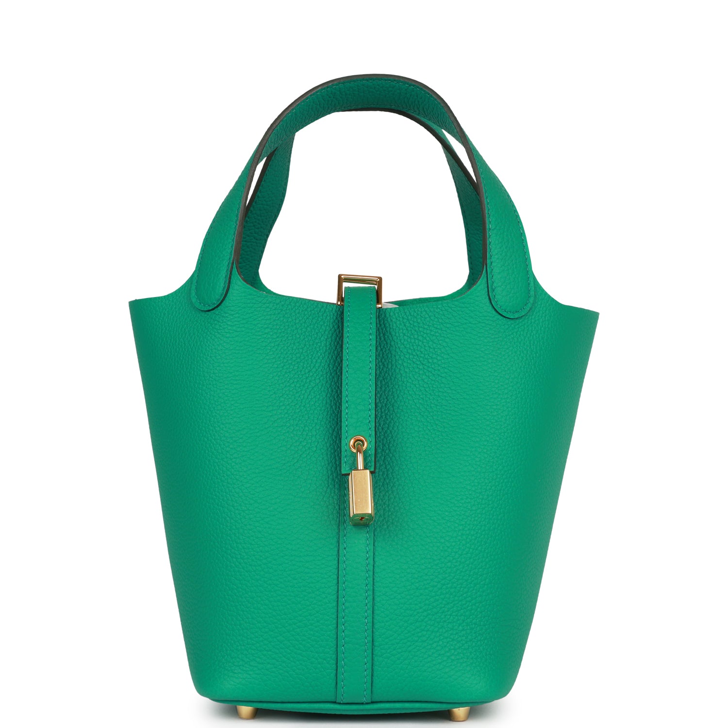 Hermes Picotin Vert Jade Clemence Hardware Handbag Gold Travel Bag