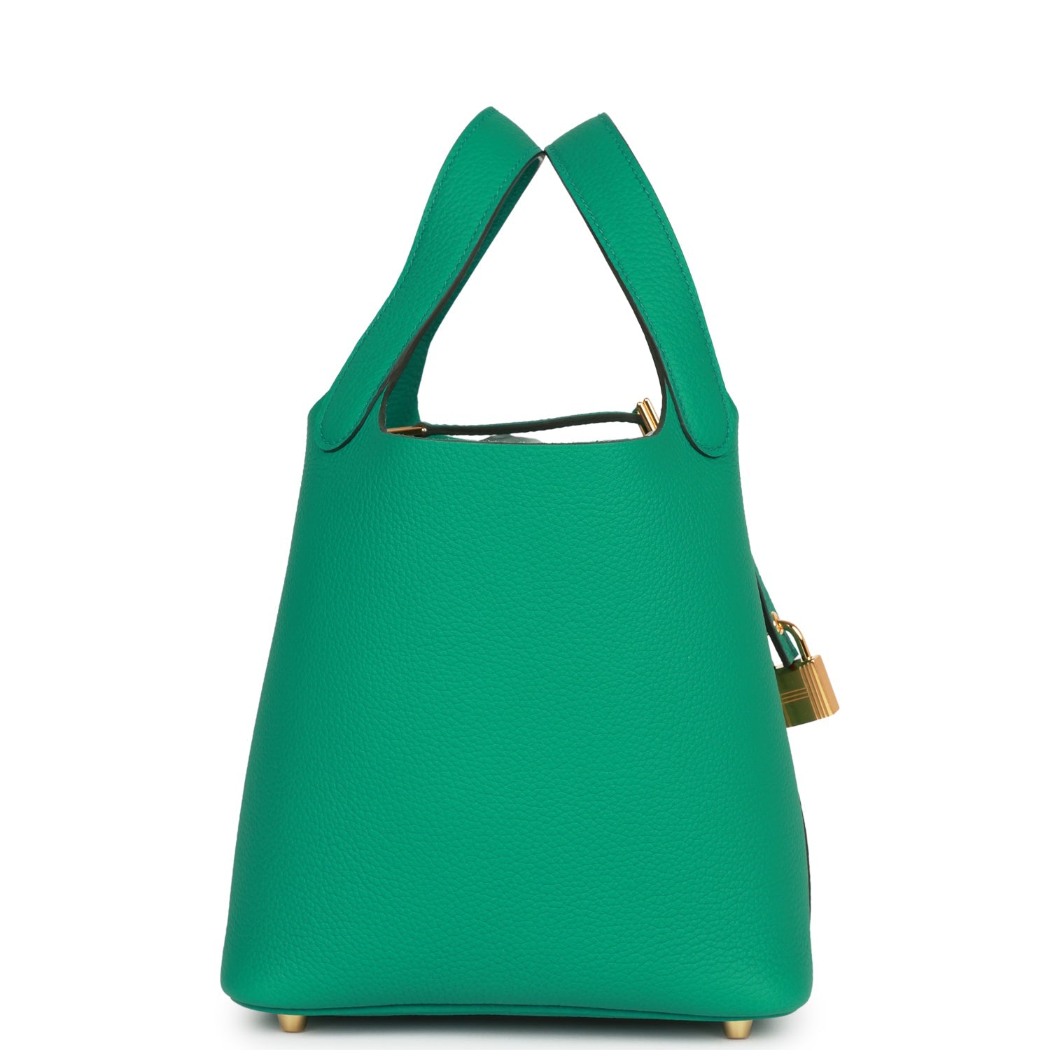Hermes Picotin Vert Jade Clemence Hardware Handbag Gold Travel Bag