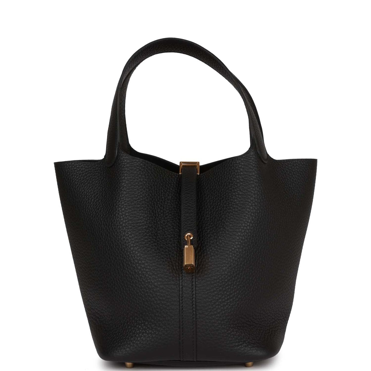Hermes Picotin Lock Clemence Hardware Handbag Black Gold Travel Bag 8