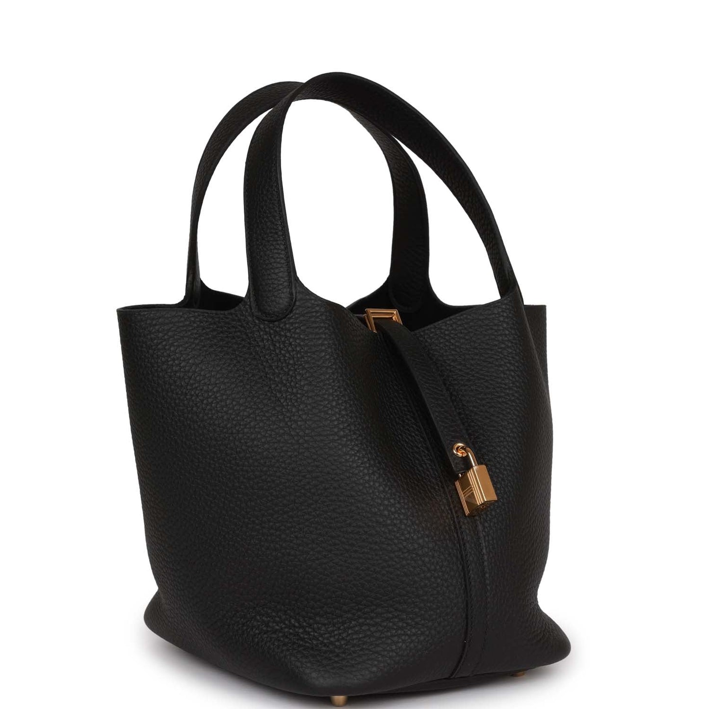 Hermes Picotin Lock Clemence Hardware Handbag Black Gold Travel Bag 8