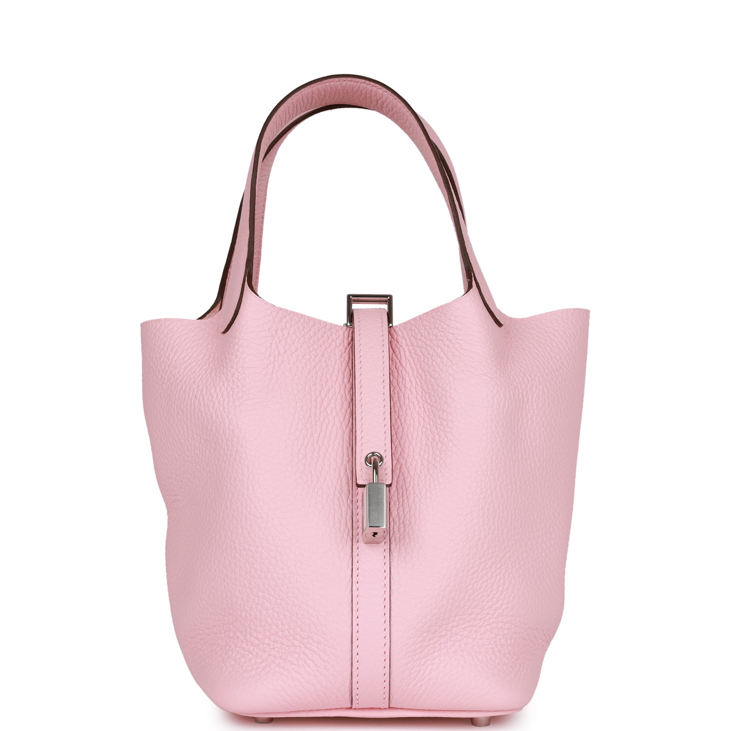 Hermes Picotin Lock Rose Sakura Clemence Palladium Hardware Handbag Travel Bag