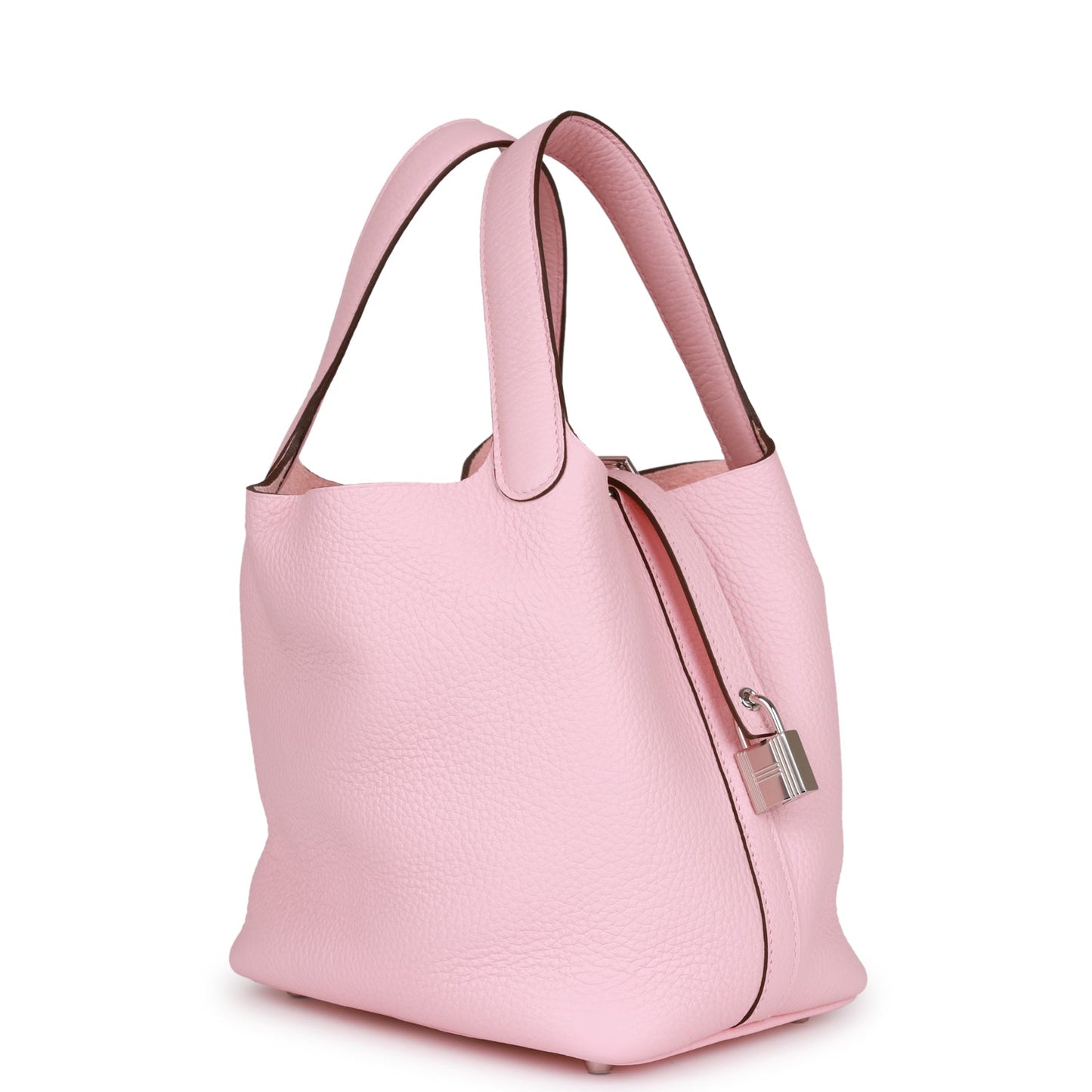Hermes Picotin Lock Rose Sakura Clemence Palladium Hardware Handbag Travel Bag