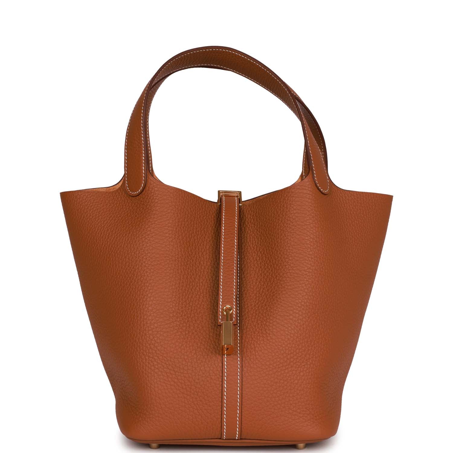 Hermes Picotin Lock Clemence Hardware Handbag Gold Travel Bag Gold Hardware
