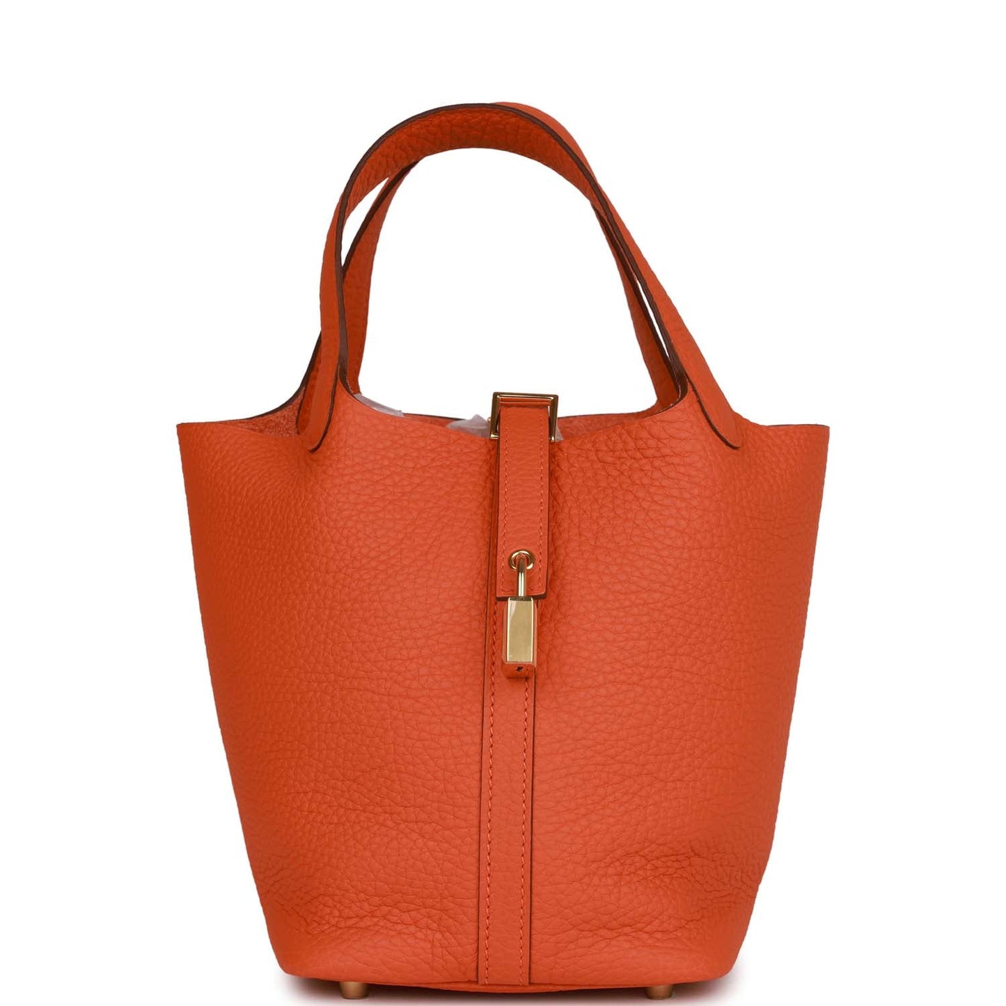 Hermes Picotin Lock Orange Clemence Hardware Handbag Gold Travel Bag Palladium Hardware