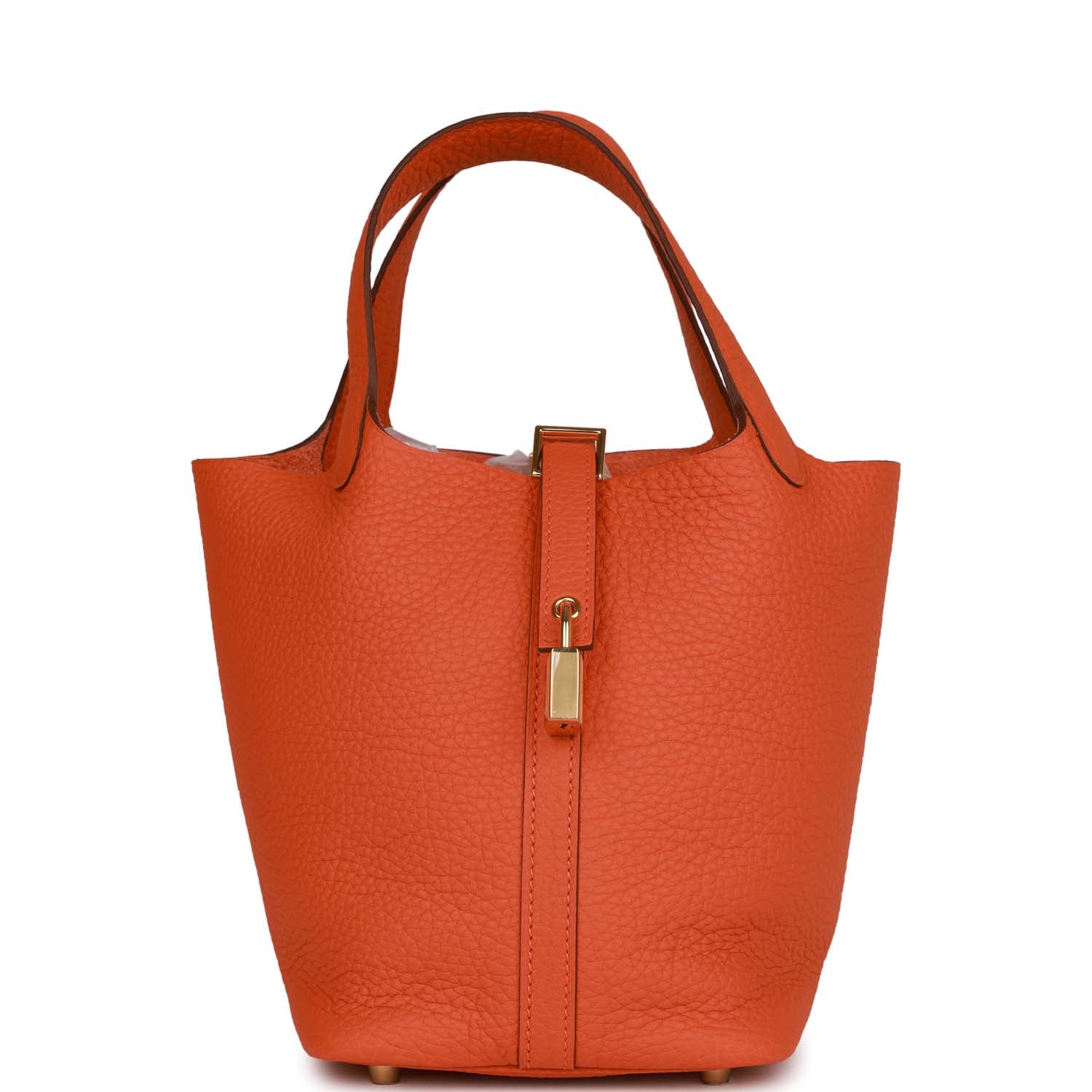 Hermes Picotin Lock Orange Clemence Hardware Handbag Gold Travel Bag Palladium Hardware