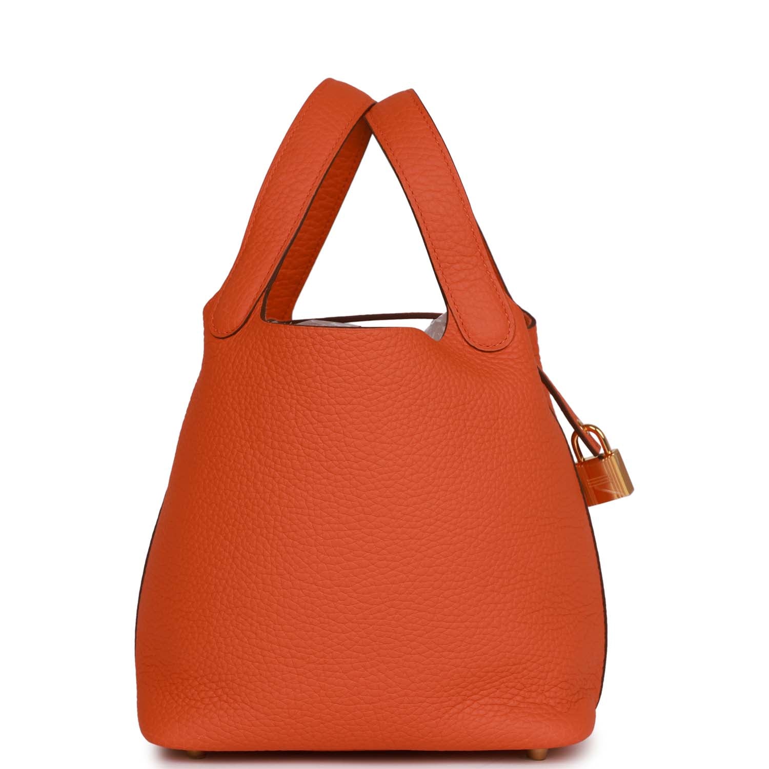 Hermes Picotin Lock Orange Clemence Hardware Handbag Gold Travel Bag Palladium Hardware