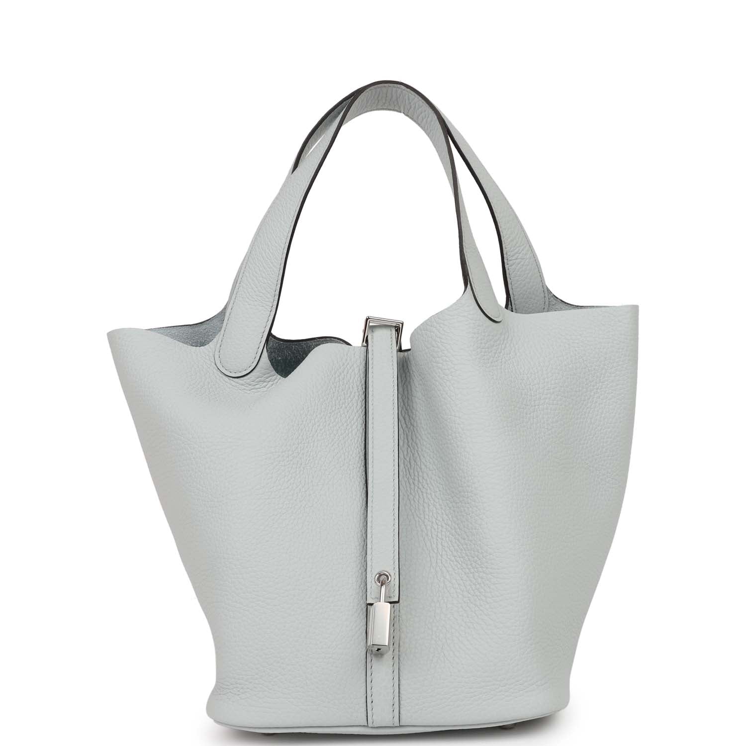 Hermes Picotin Lock Bleu Pale Clemence Palladium Hardware Travel Bag Hardware 2