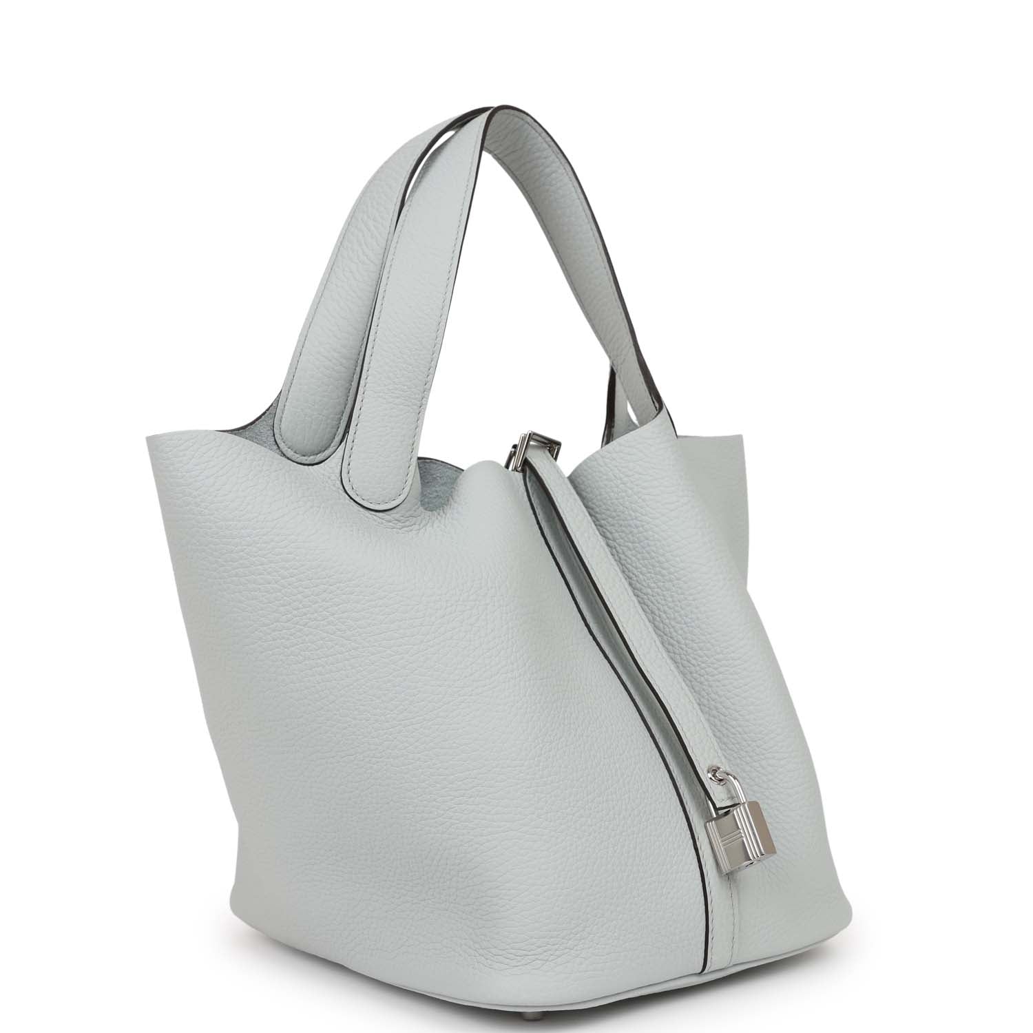 Hermes Picotin Lock Bleu Pale Clemence Palladium Hardware Travel Bag Hardware 2
