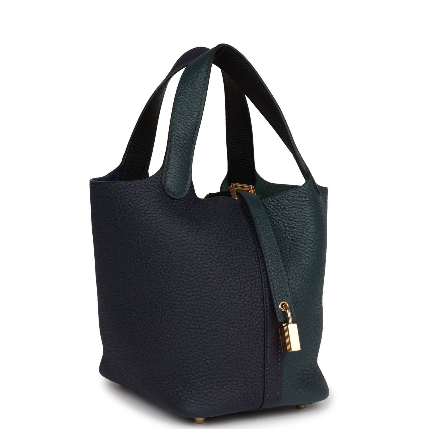 Hermes Picotin Lock Cas Ue Bleu Nuit And Gold Travel Bag Gold Hardware