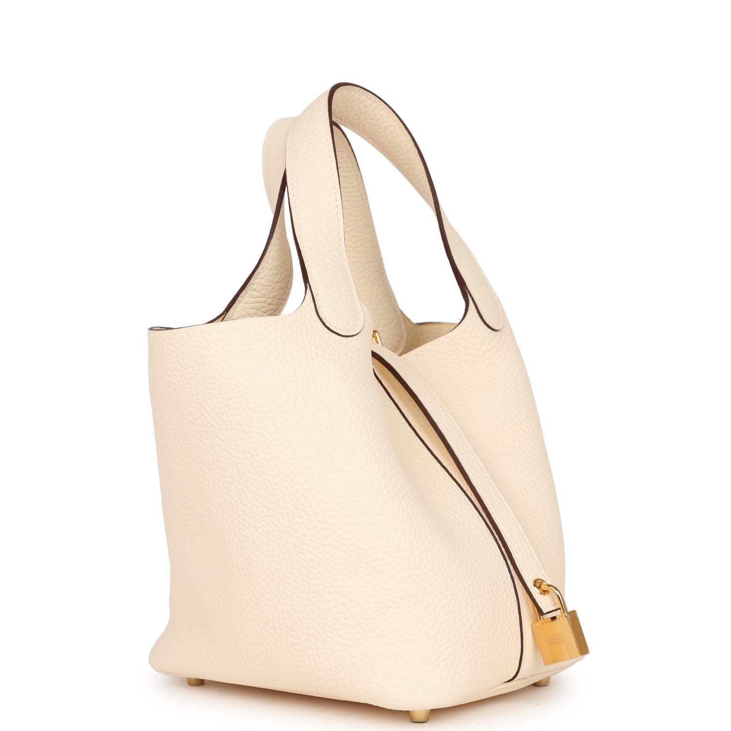 Hermes Picotin Nata Clemence Hardware Handbag Gold Travel Bag