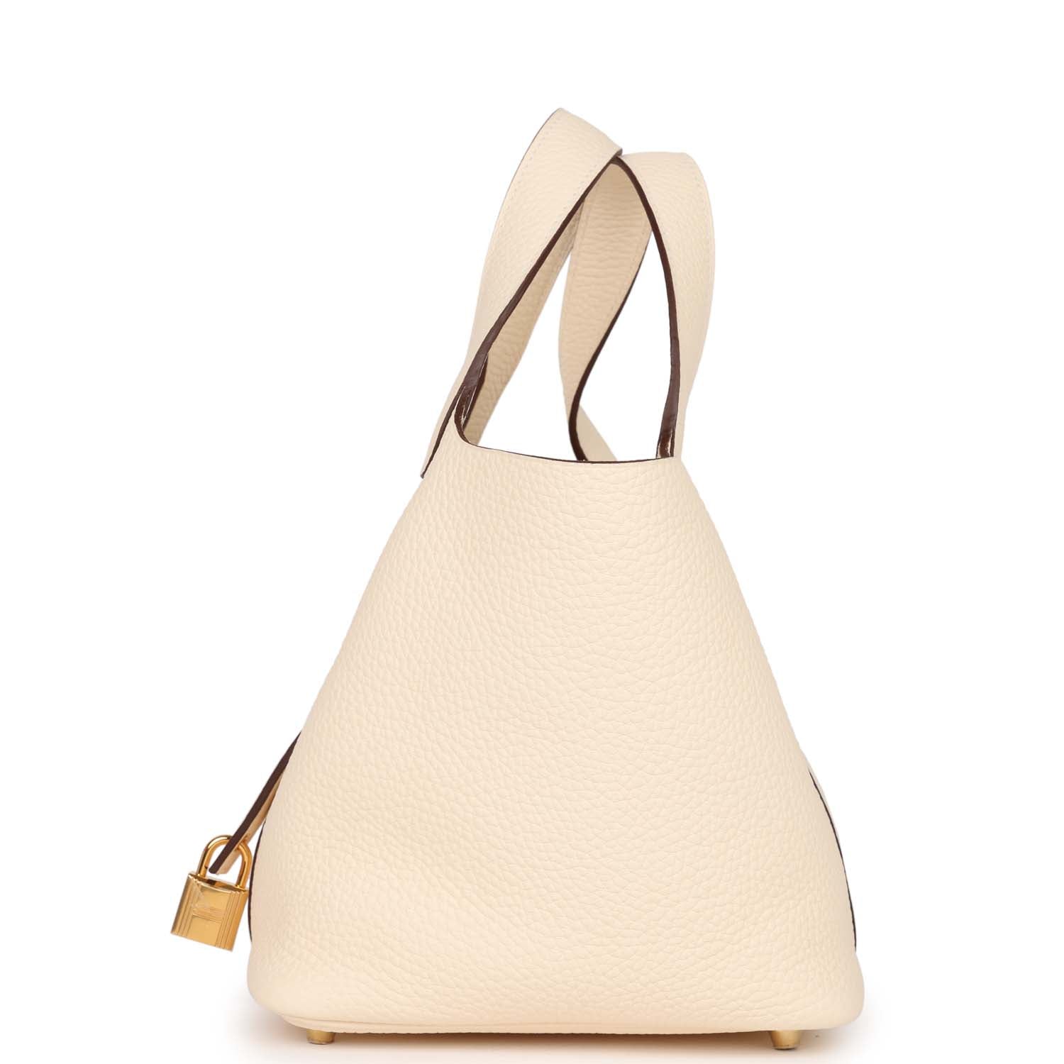Hermes Picotin Nata Clemence Hardware Handbag Gold Travel Bag