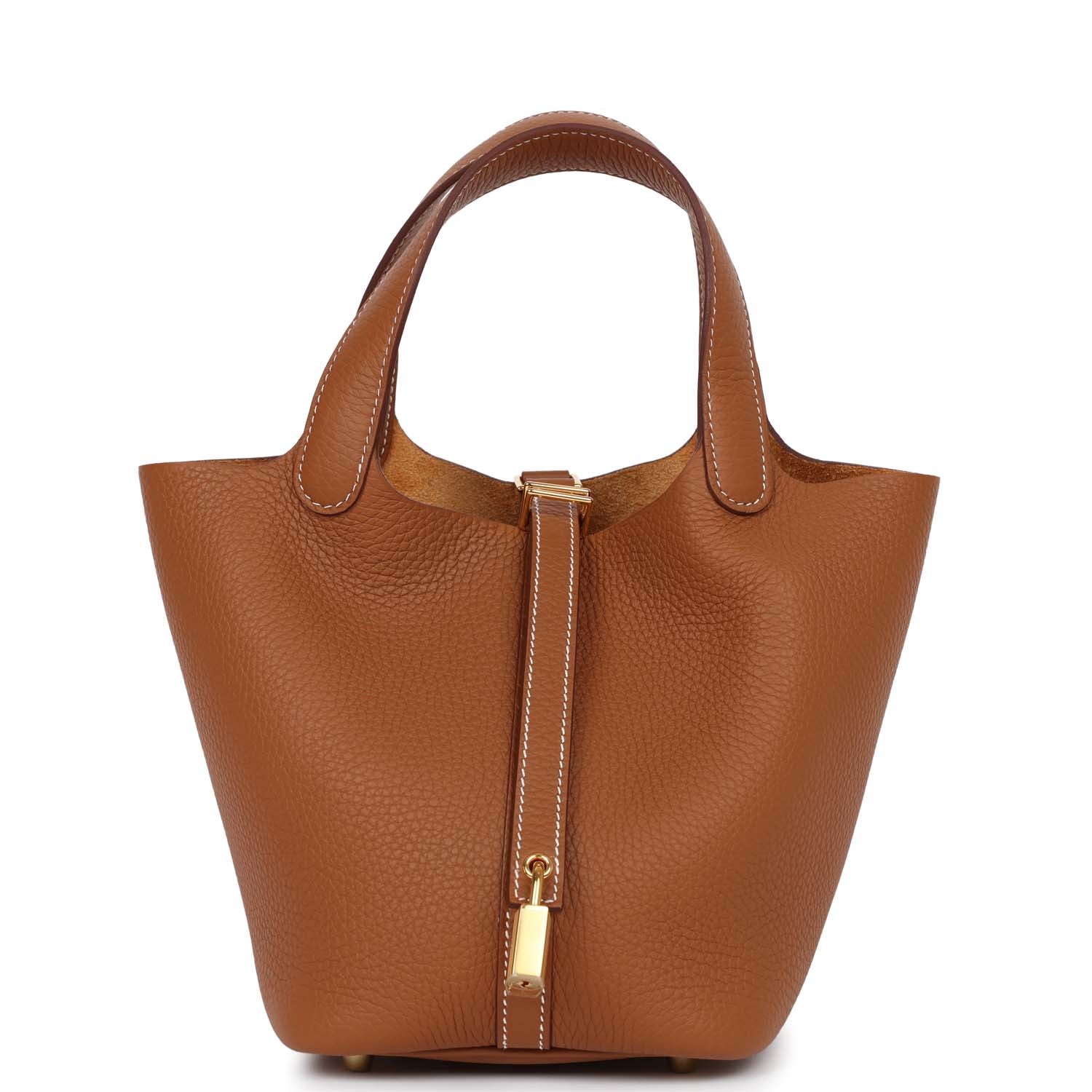 Hermes Picotin Clemence Hardware Handbag Gold Travel Bag