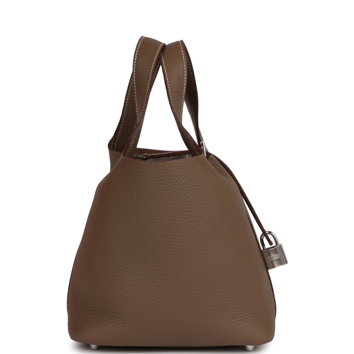 Hermes Picotin Lock Etoupe Clemence Palladium Hardware Handbag Travel Bag