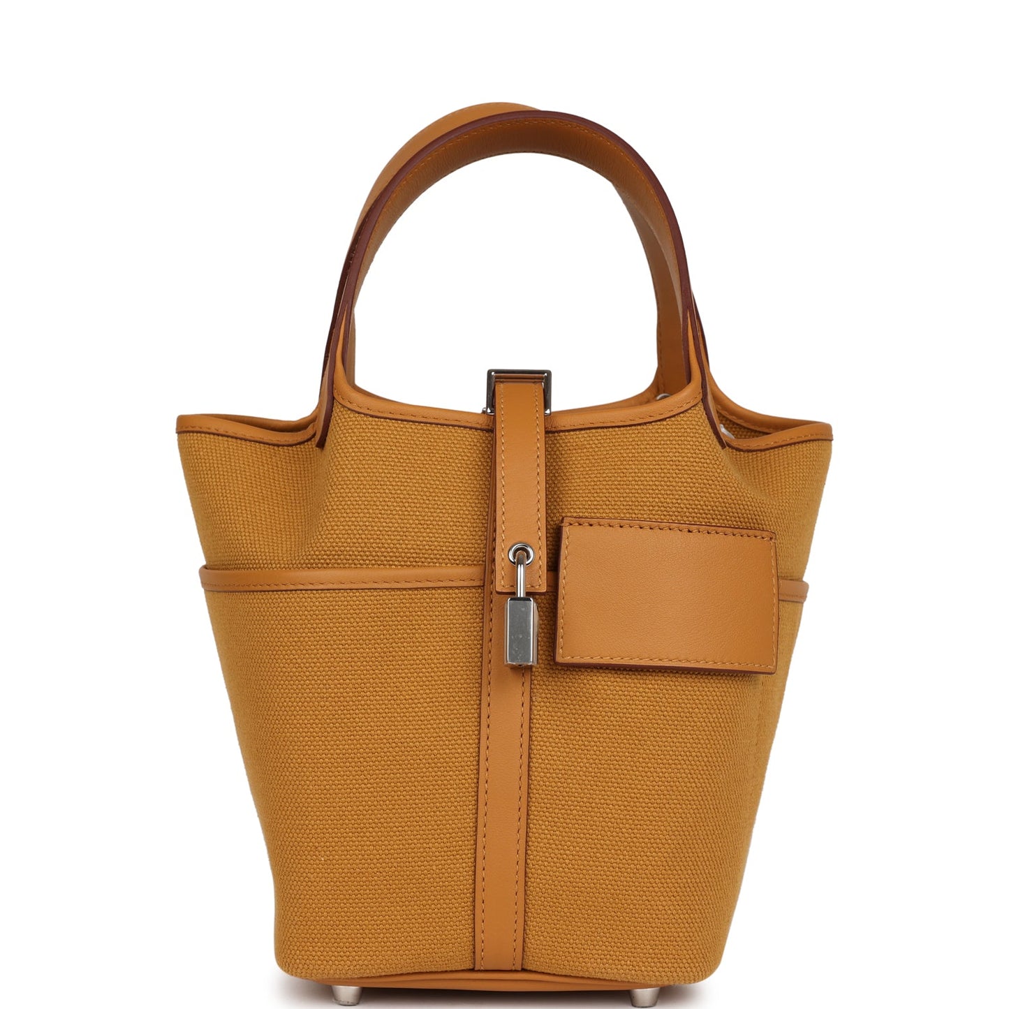 Hermes Picotin Cargo Sesame Swift And Toile Palladium Canvas Travel Bag