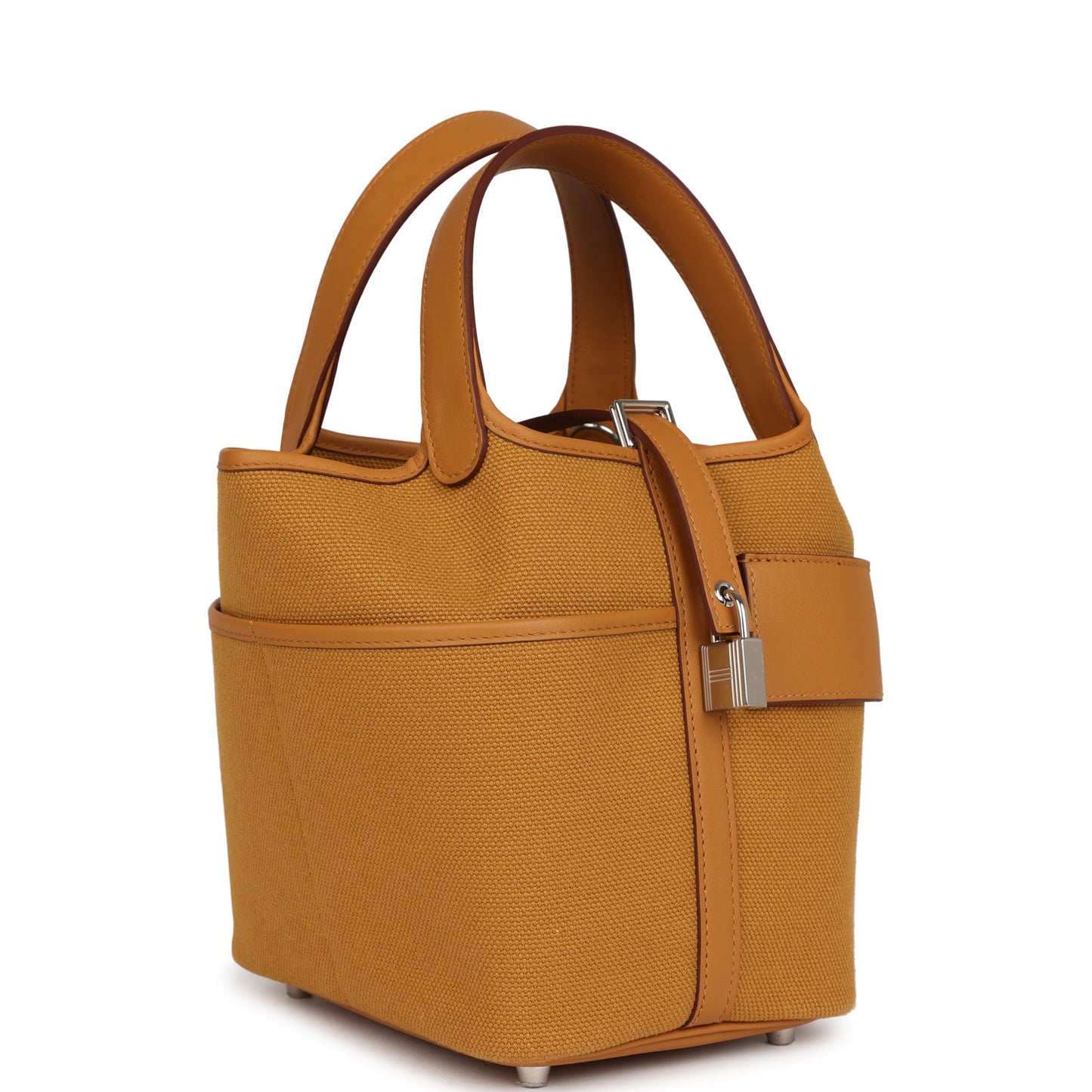 Hermes Picotin Cargo Sesame Swift And Toile Palladium Canvas Travel Bag