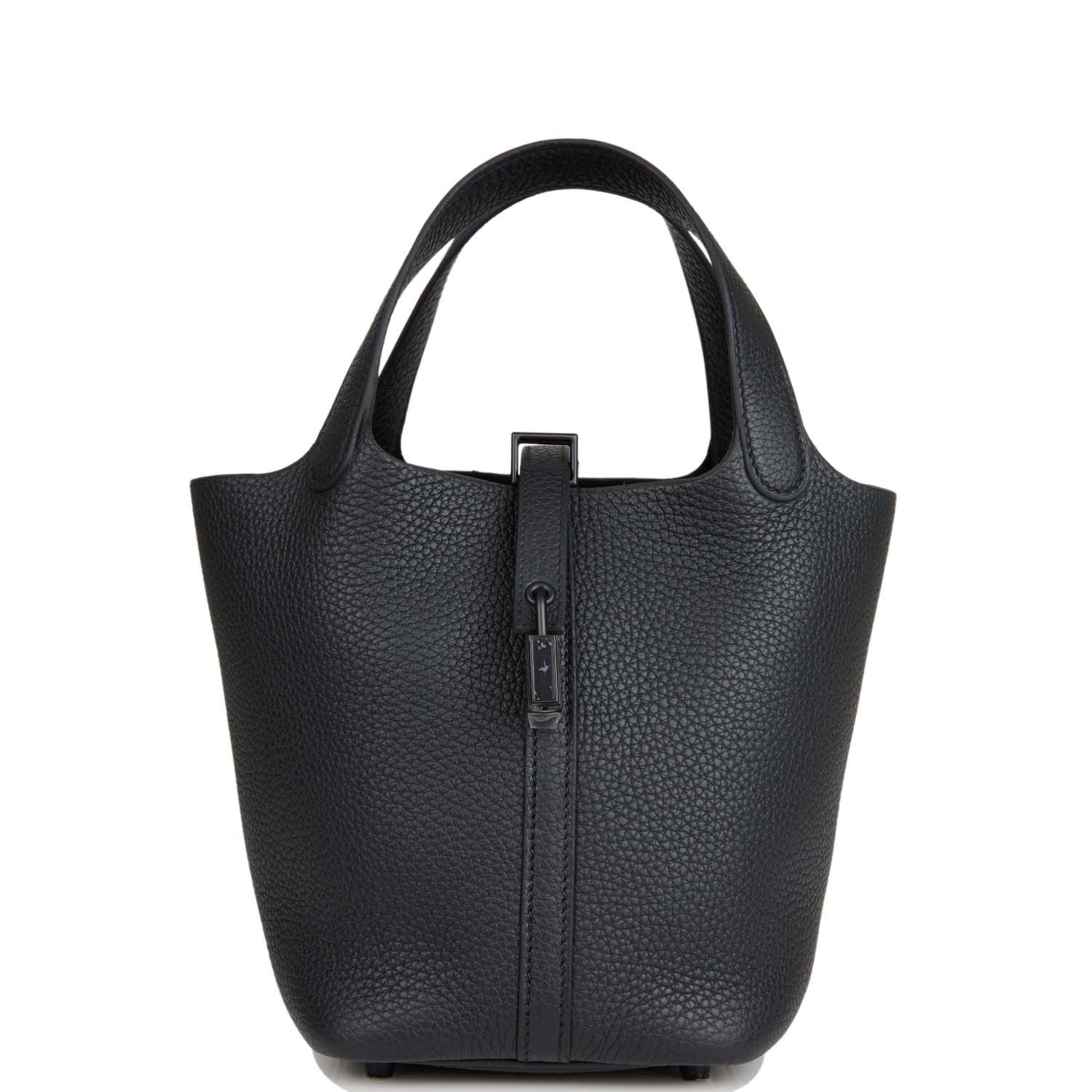 Hermes Monochrome Picotin Clemence Hardware Handbag Black Travel Bag Hardware 2