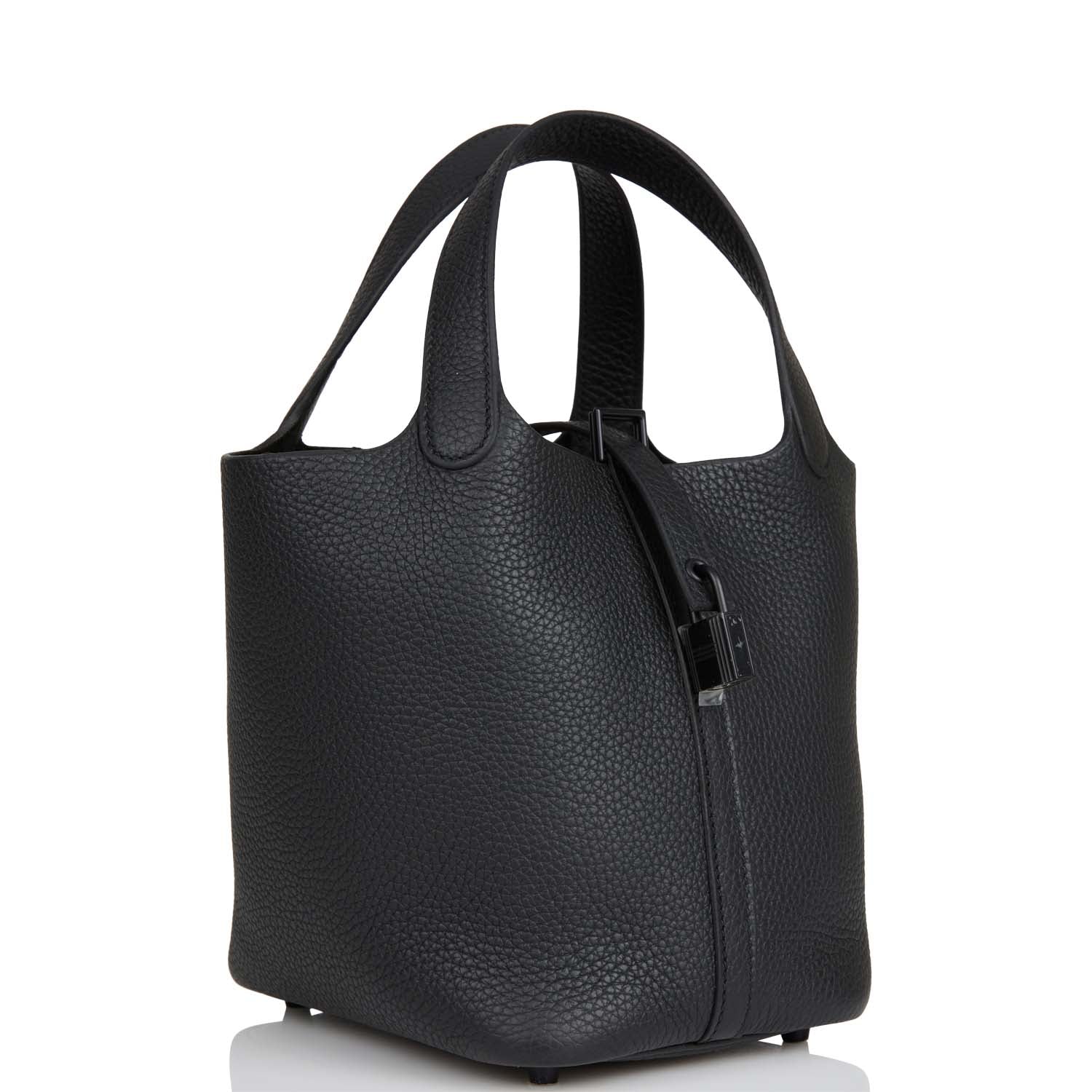 Hermes Monochrome Picotin Clemence Hardware Handbag Black Travel Bag Hardware 2