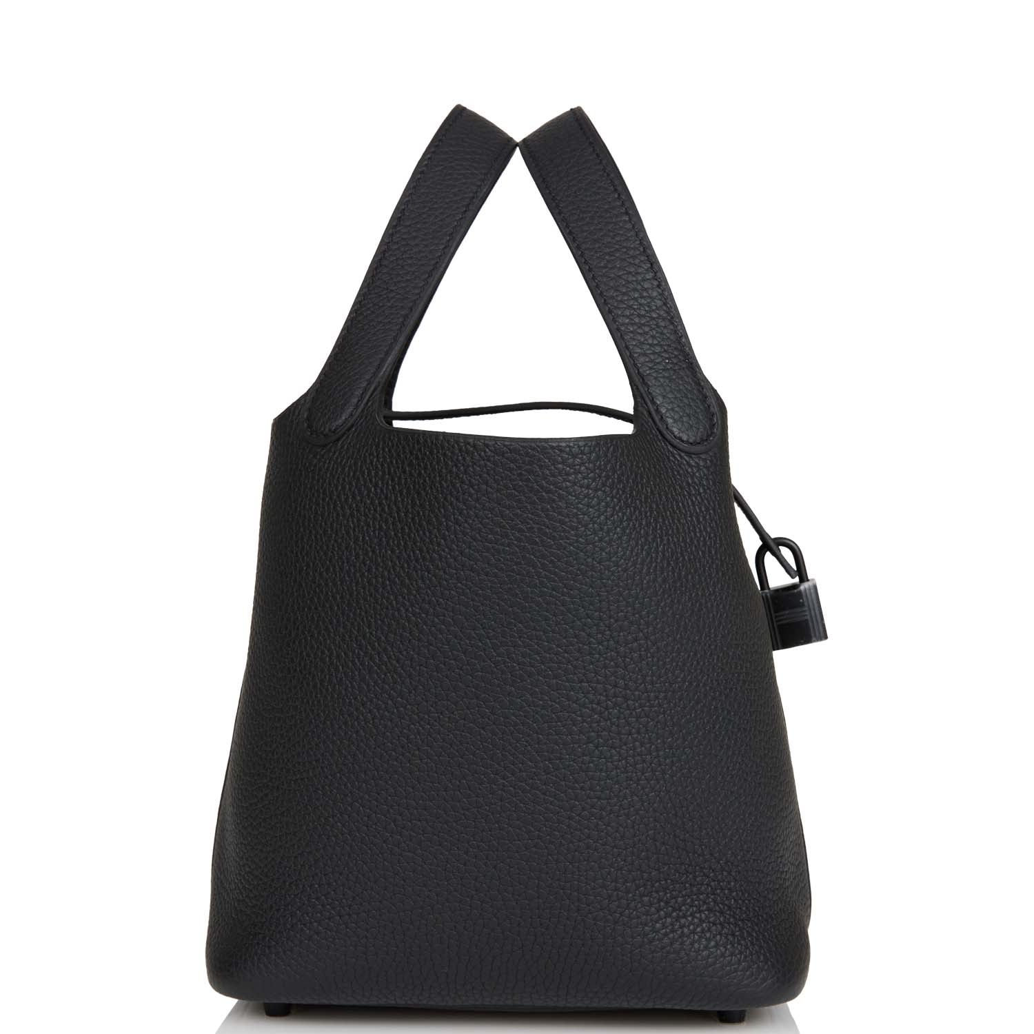 Hermes Monochrome Picotin Clemence Hardware Handbag Black Travel Bag Hardware 2