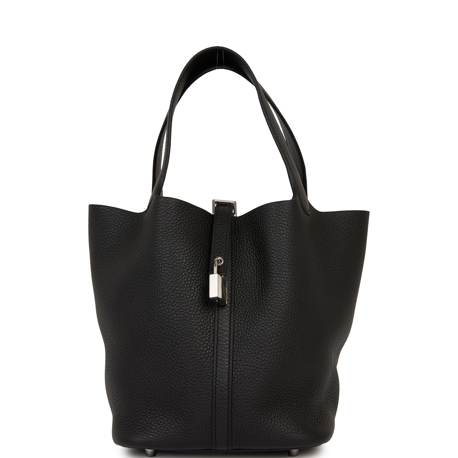Hermes Picotin Lock Clemence Palladium Hardware Handbag Black Travel Bag 7