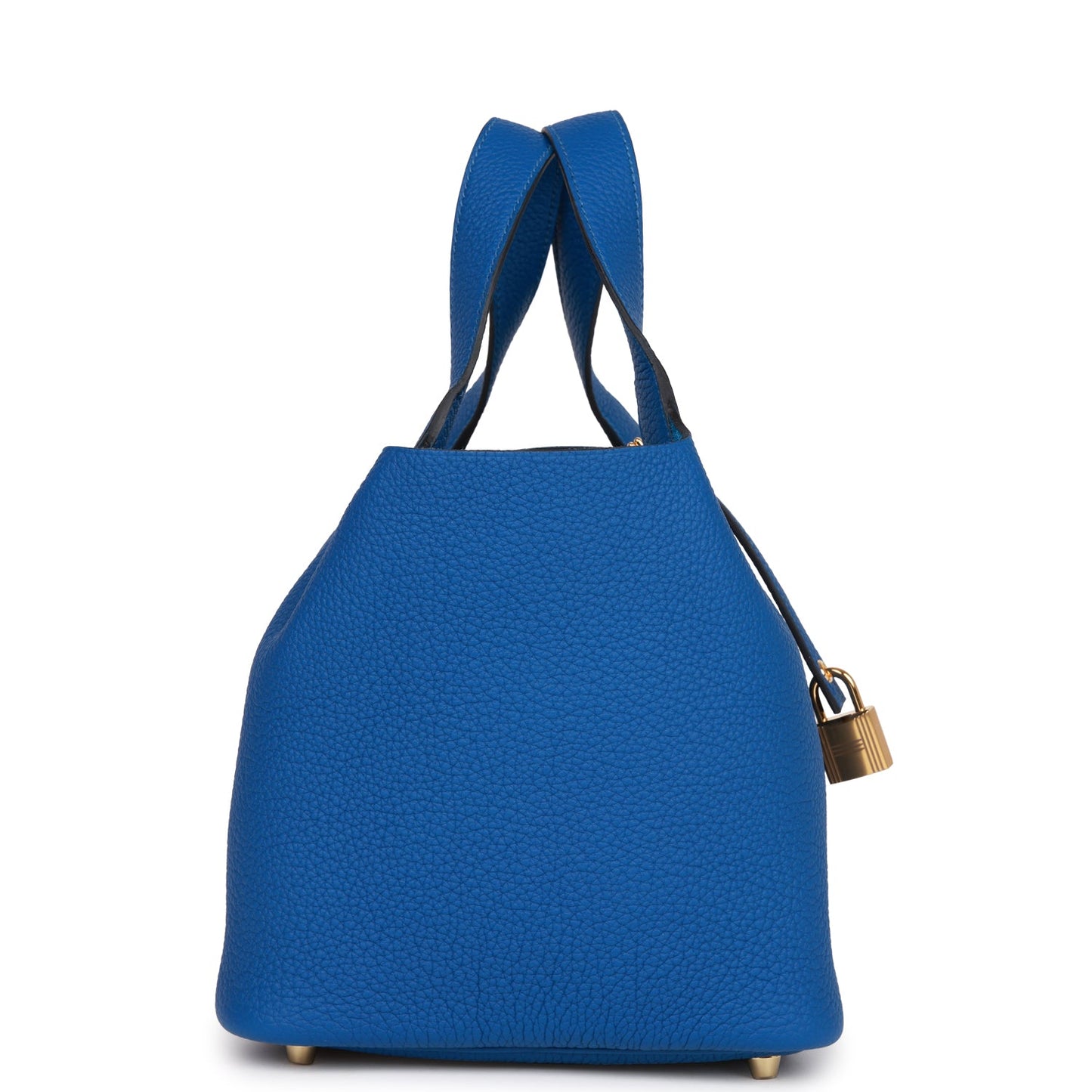 Hermes Picotin Lock Bleu France Clemence Hardware Handbag Gold Travel Bag