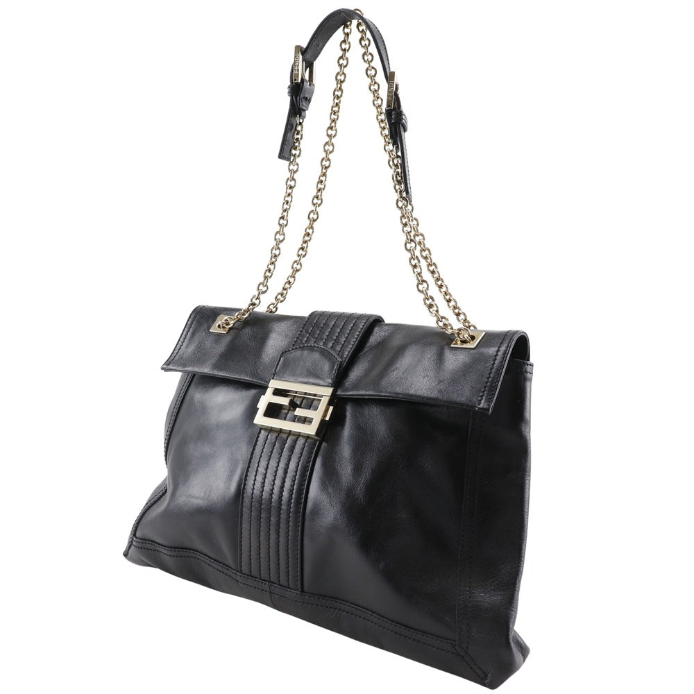 Fendi Tote Bag 2Wayshoulder Tote Women Leather Black Chain Shoulder Bag