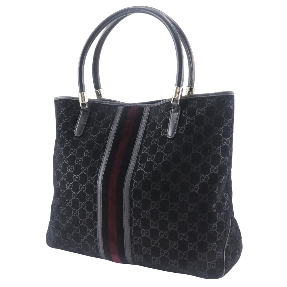 Gucci GG Shelly line Suede Black Tote Bag