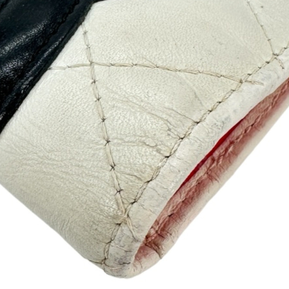 CHANEL Long Wallet Purse leather leather White Cambon line Women