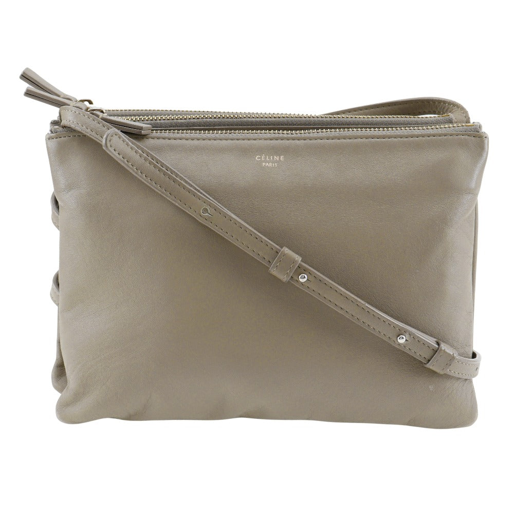 Shoulder Bag Calfskin Gray Trio Women Large