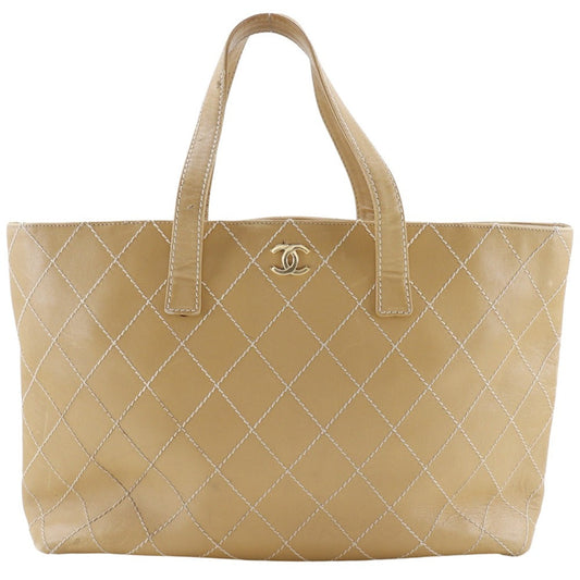 Chanel Calfskin Wild stitch Beige Tote Bag 3
