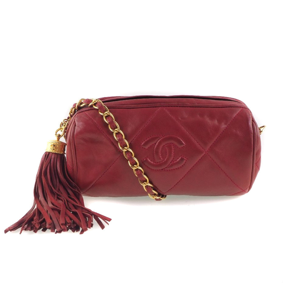 Chanel lambskin Matrasse Fringe ChainShoulder Red Jewelry