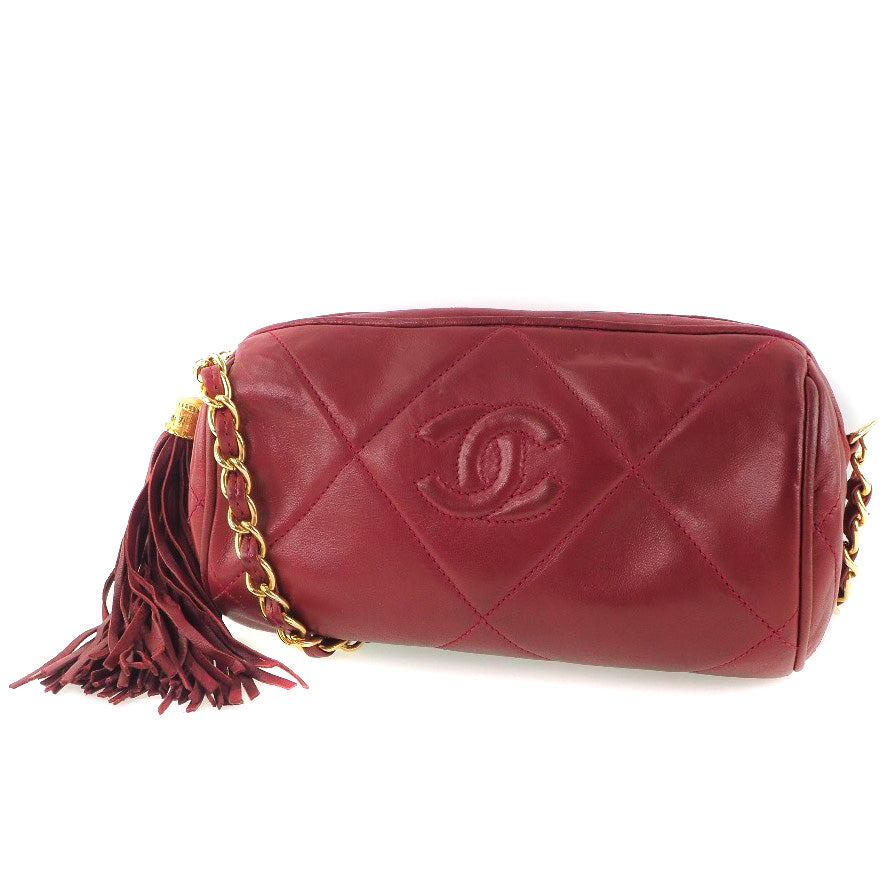 Chanel lambskin Matrasse Fringe ChainShoulder Red Jewelry