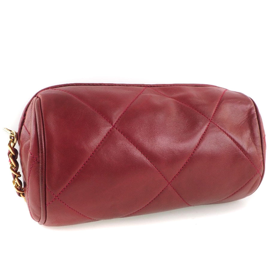Chanel Lambskin Chain Shoulder Bag Red