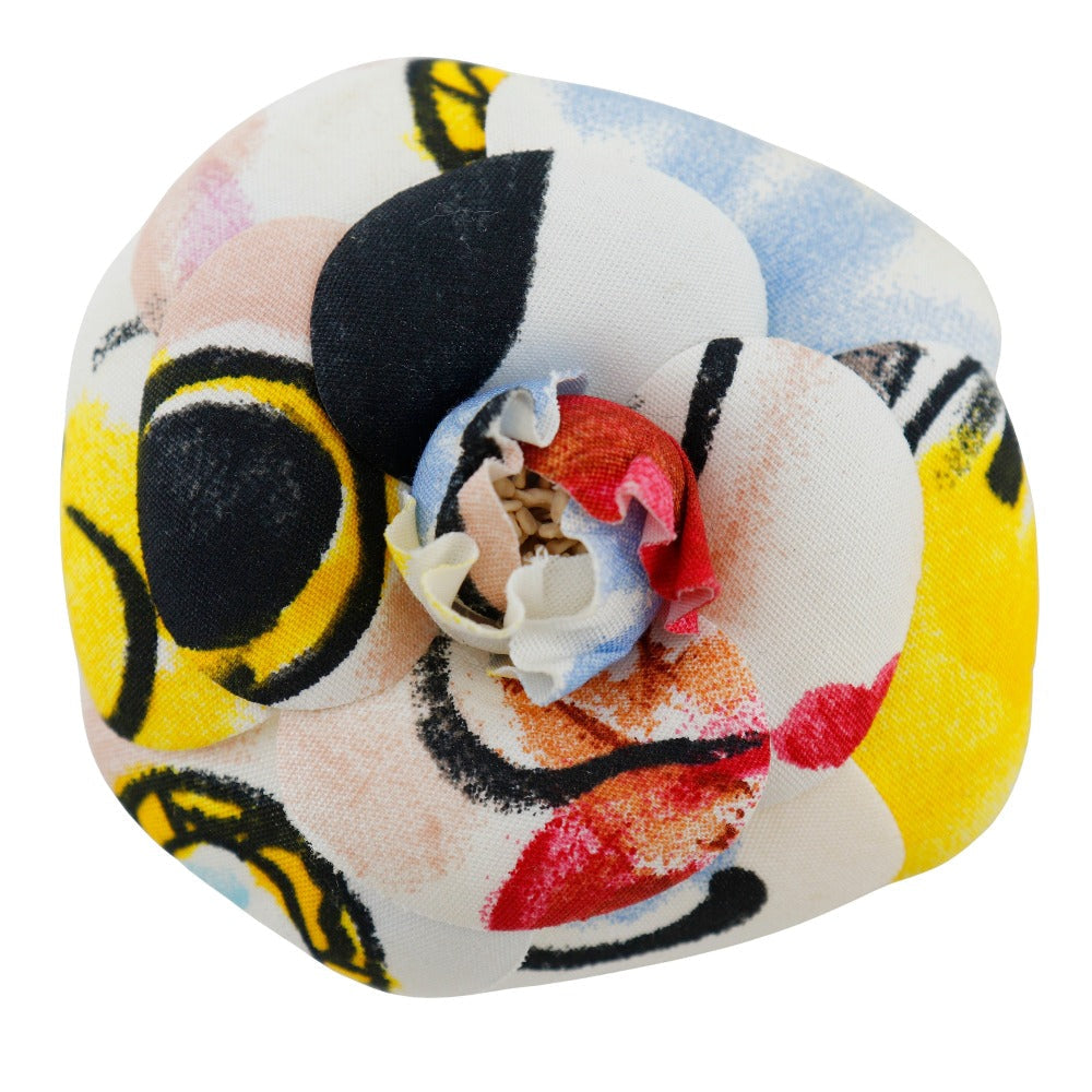 CHANEL Brooch cloth White / multicolor Camelia corsage Women New