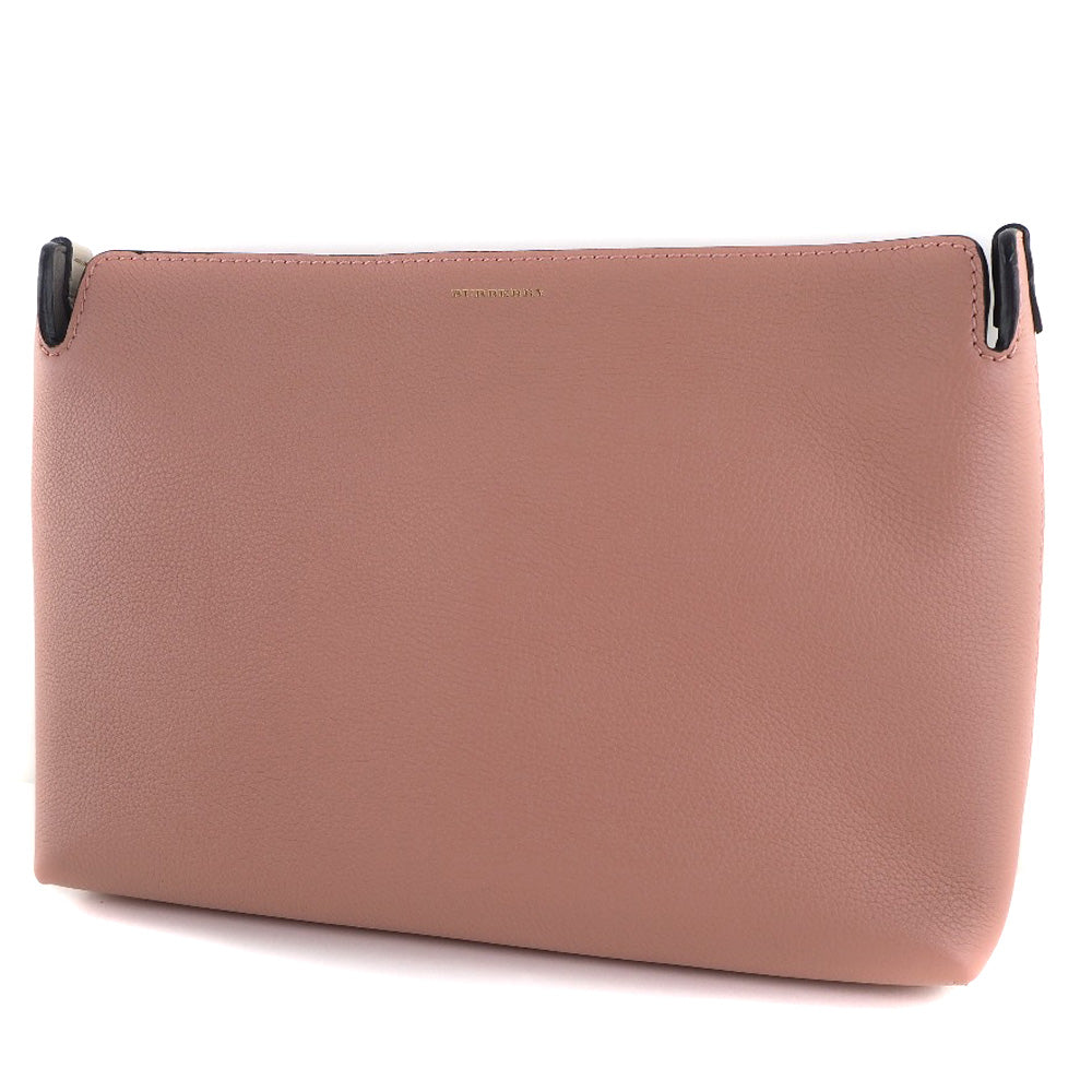 Burberry Clutch Bag Cowhide Clutch Women Pink Medium