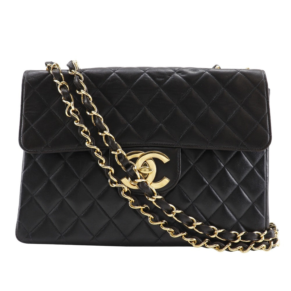 Chanel lambskin Double Deca Matelasse 30 ChainShoulder Black Shoulder Bag