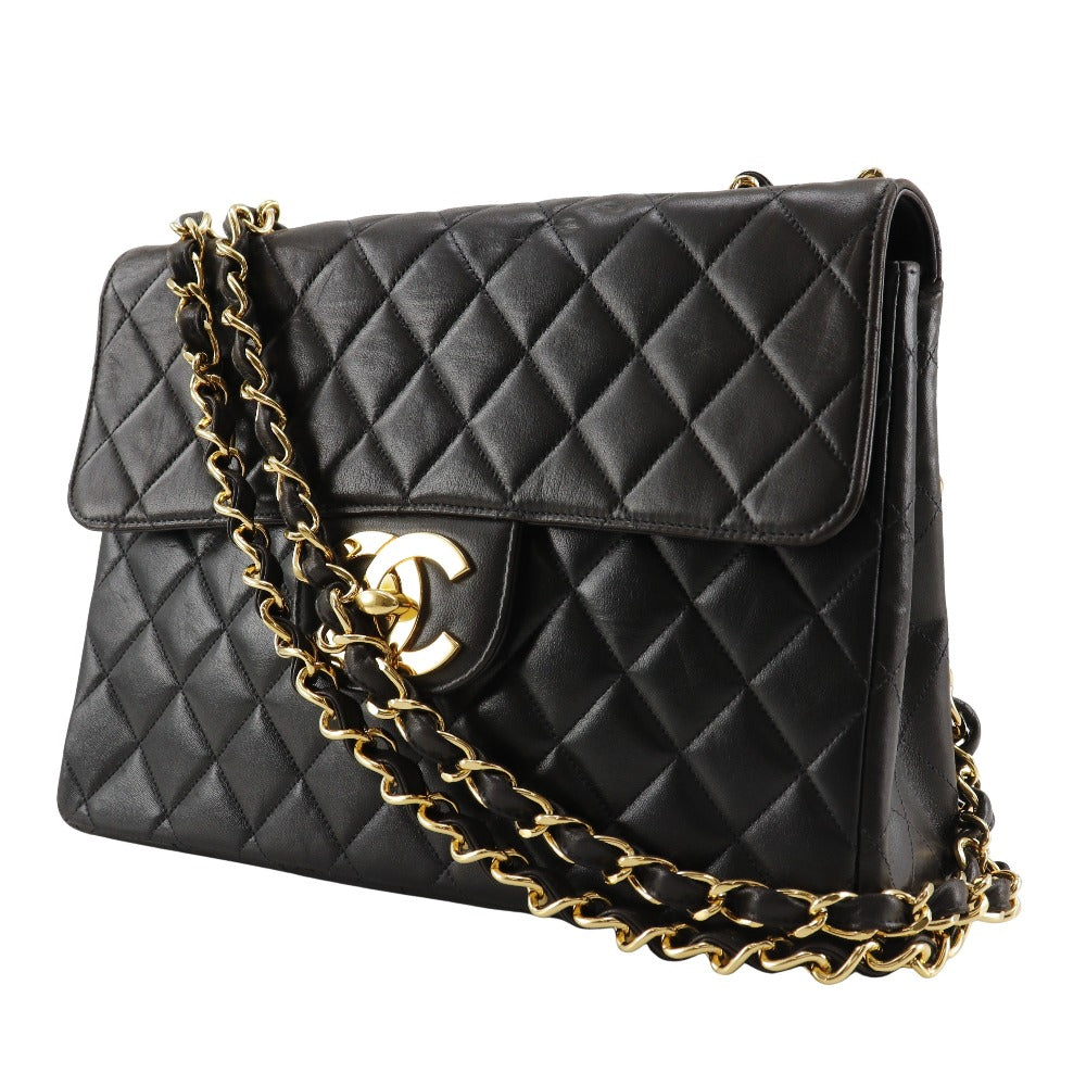 Chanel lambskin Double Deca Matelasse 30 ChainShoulder Black Shoulder Bag